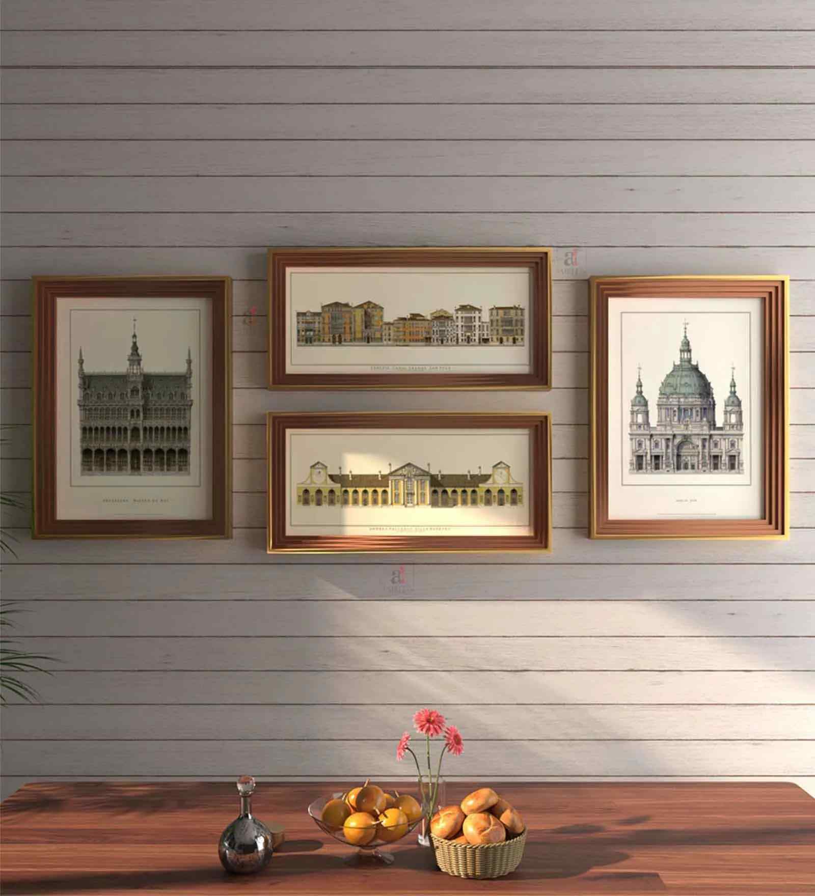 Multicolour Engineered Wood (Set of 4) Art Prints