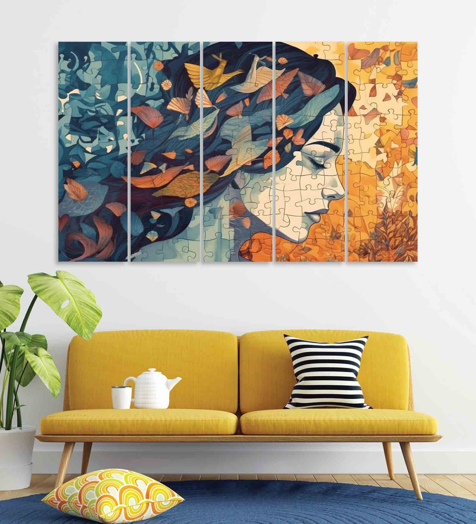 Multicolour Engineered Wood (Set of 5) Framed Art Panels