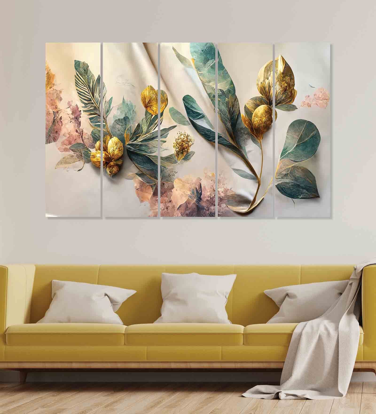 Multicolour Engineered Wood (Set of 5) Framed Art Panels