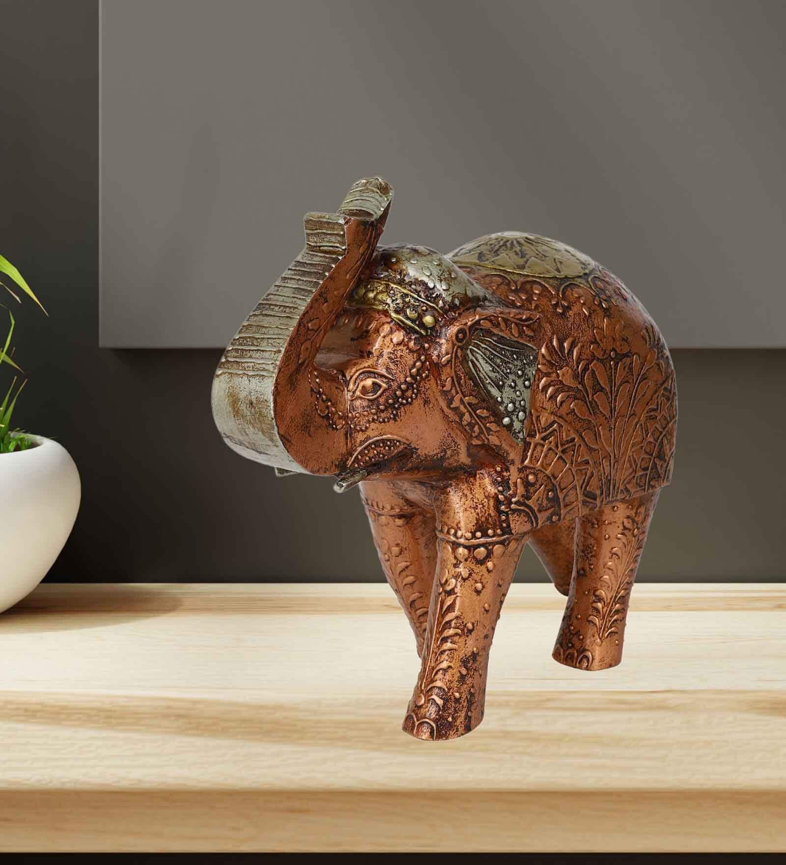 Elephant Copper Engineered Wood Animal Figurine