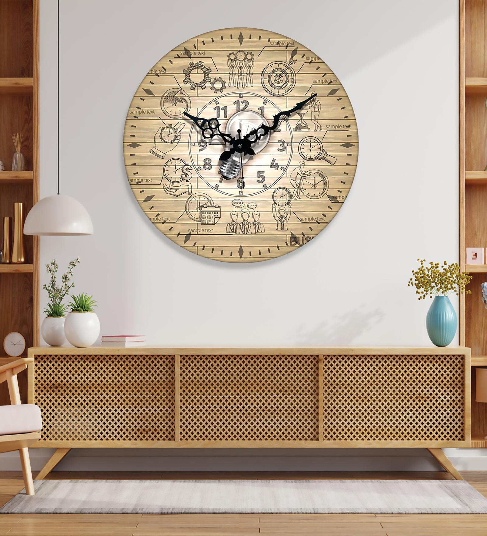 Orem Multicolour Engineered Wood Wall Clock