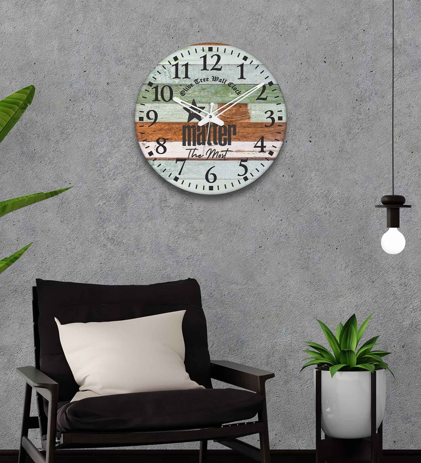 Colonial Multicolour Engineered Wood Wall Clock