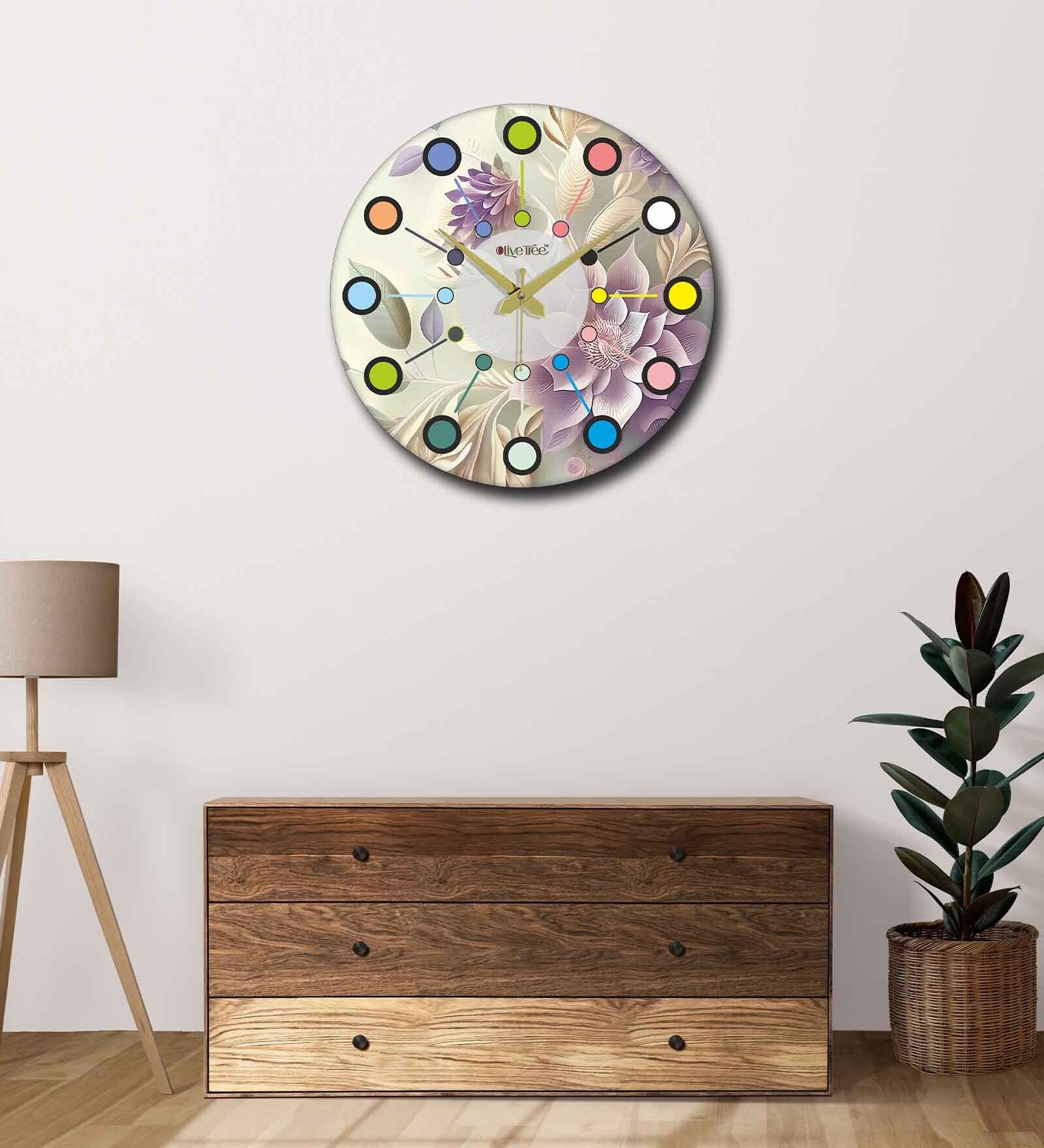 Intricate Multicolour Engineered Wood Wall Clock