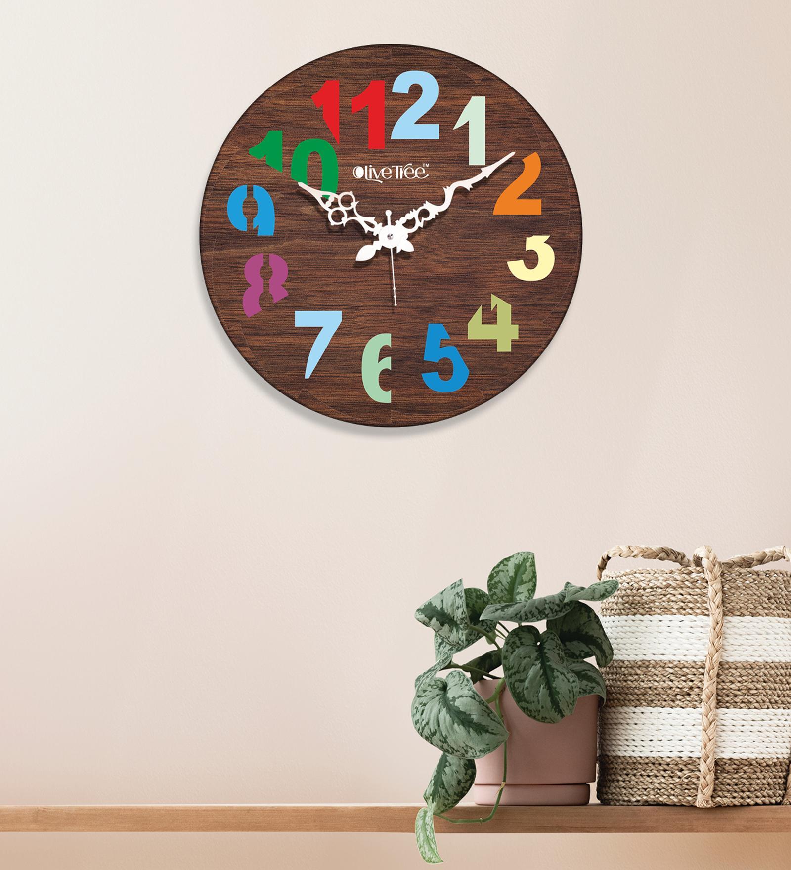 Accent Multicolour Engineered Wood Wall Clock