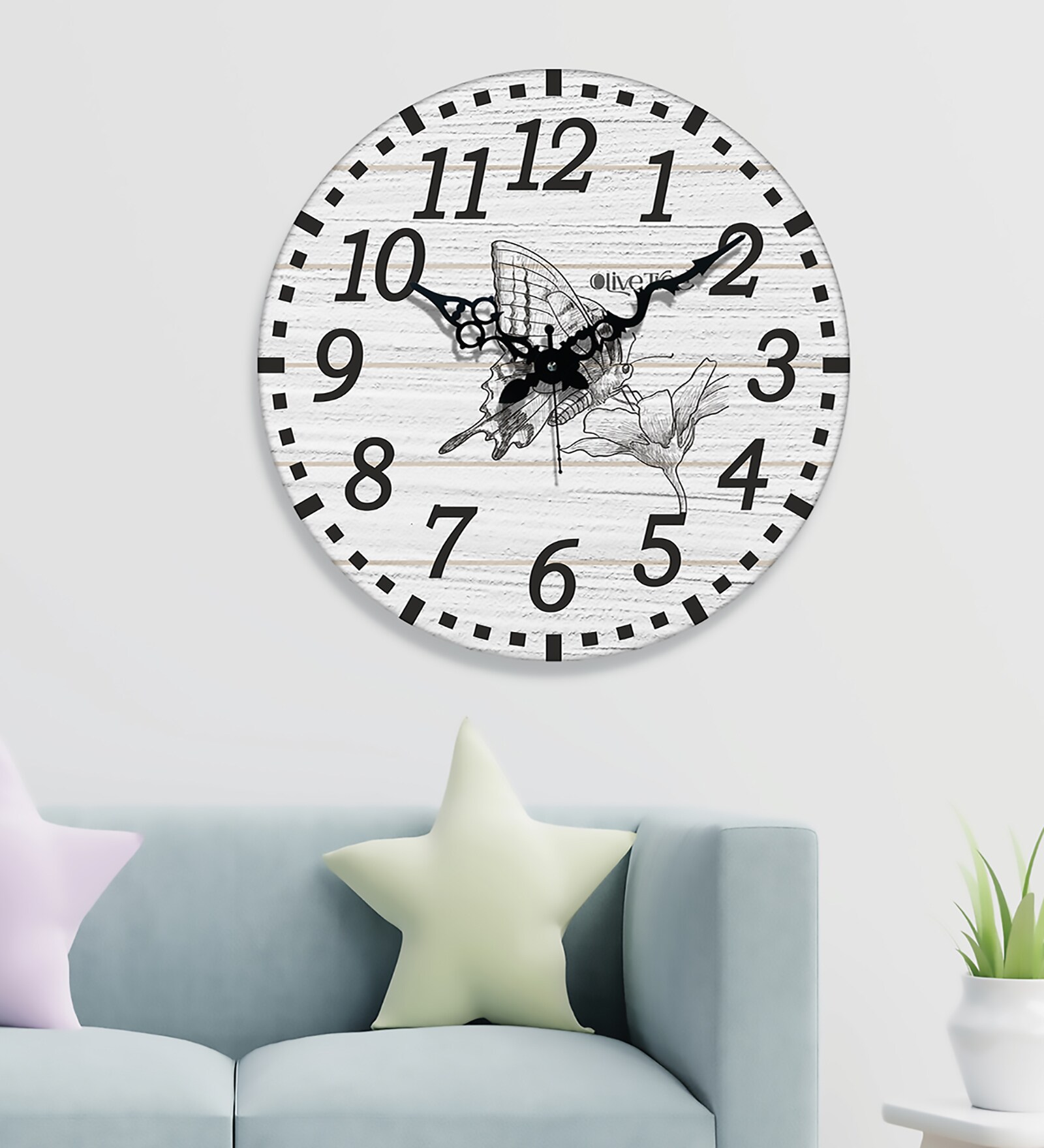 Bezalel Multicolour Engineered Wood Wall Clock