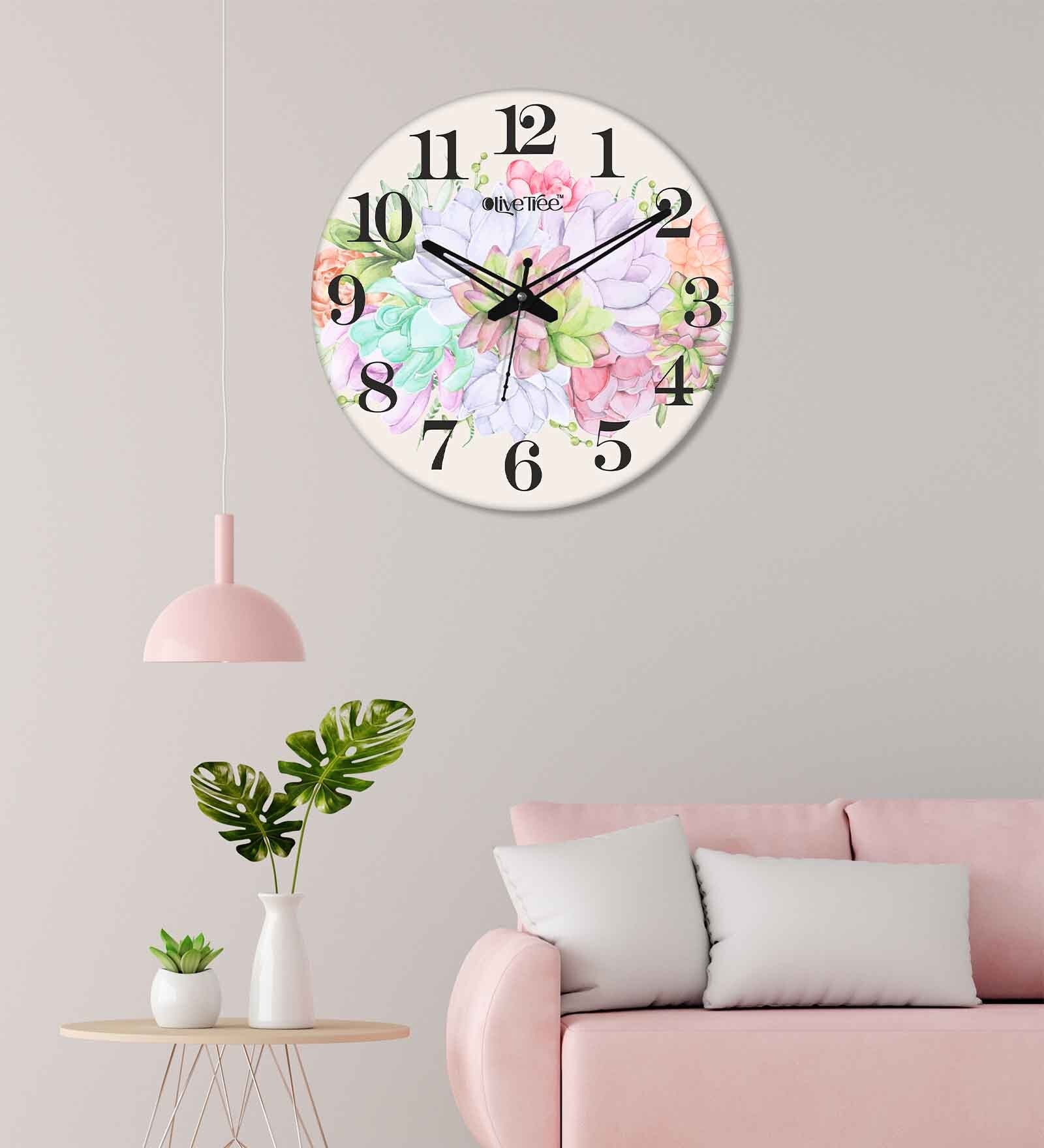 Elowen Multicolour Engineered Wood Wall Clock