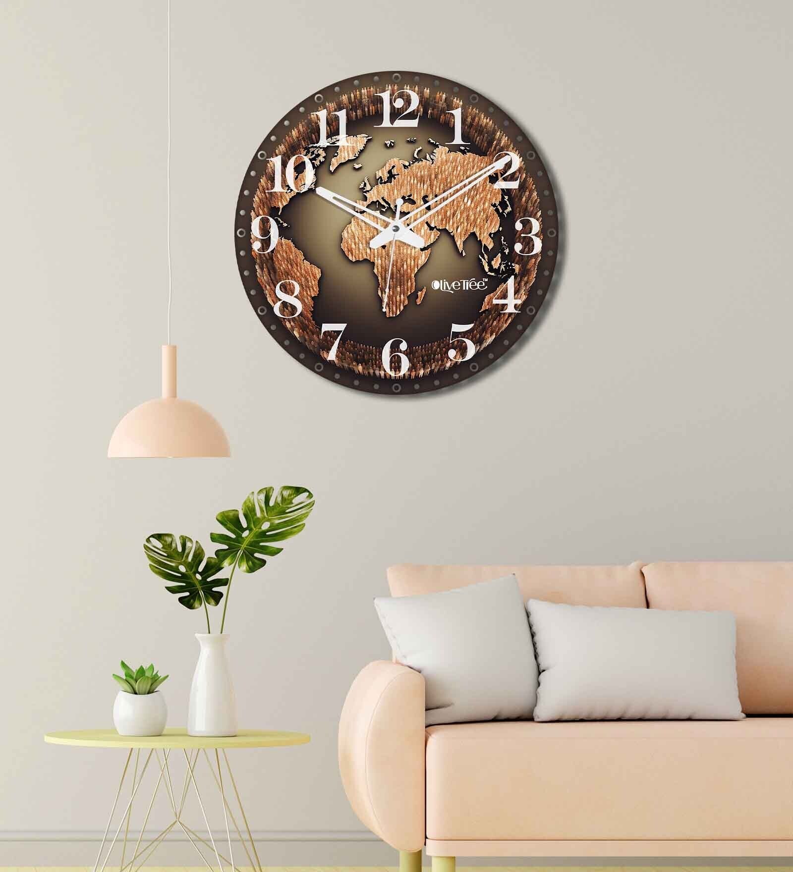 Gladus Brown Engineered Wood Wall Clock