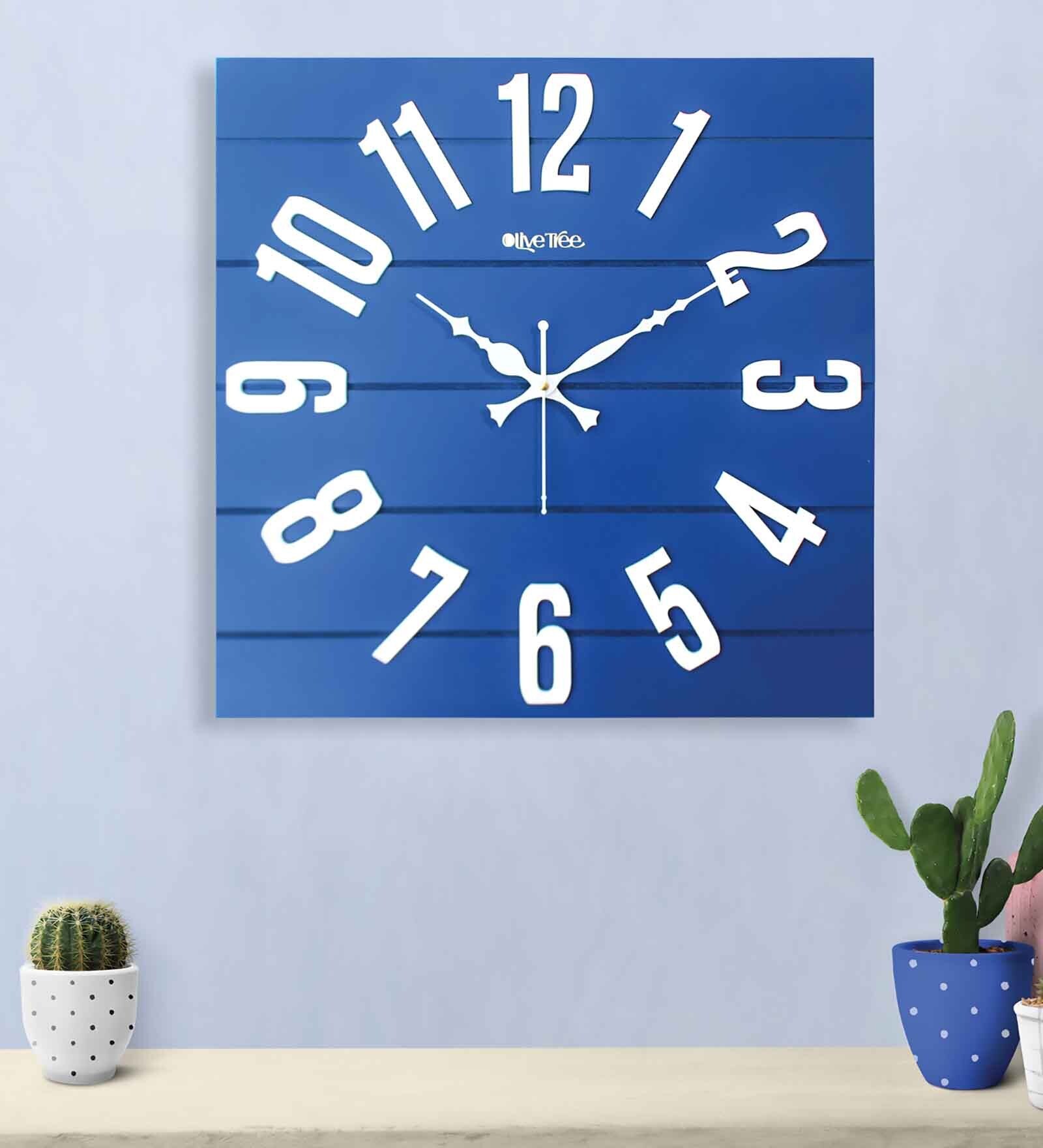 Babel Blue Engineered Wood Wall Clock