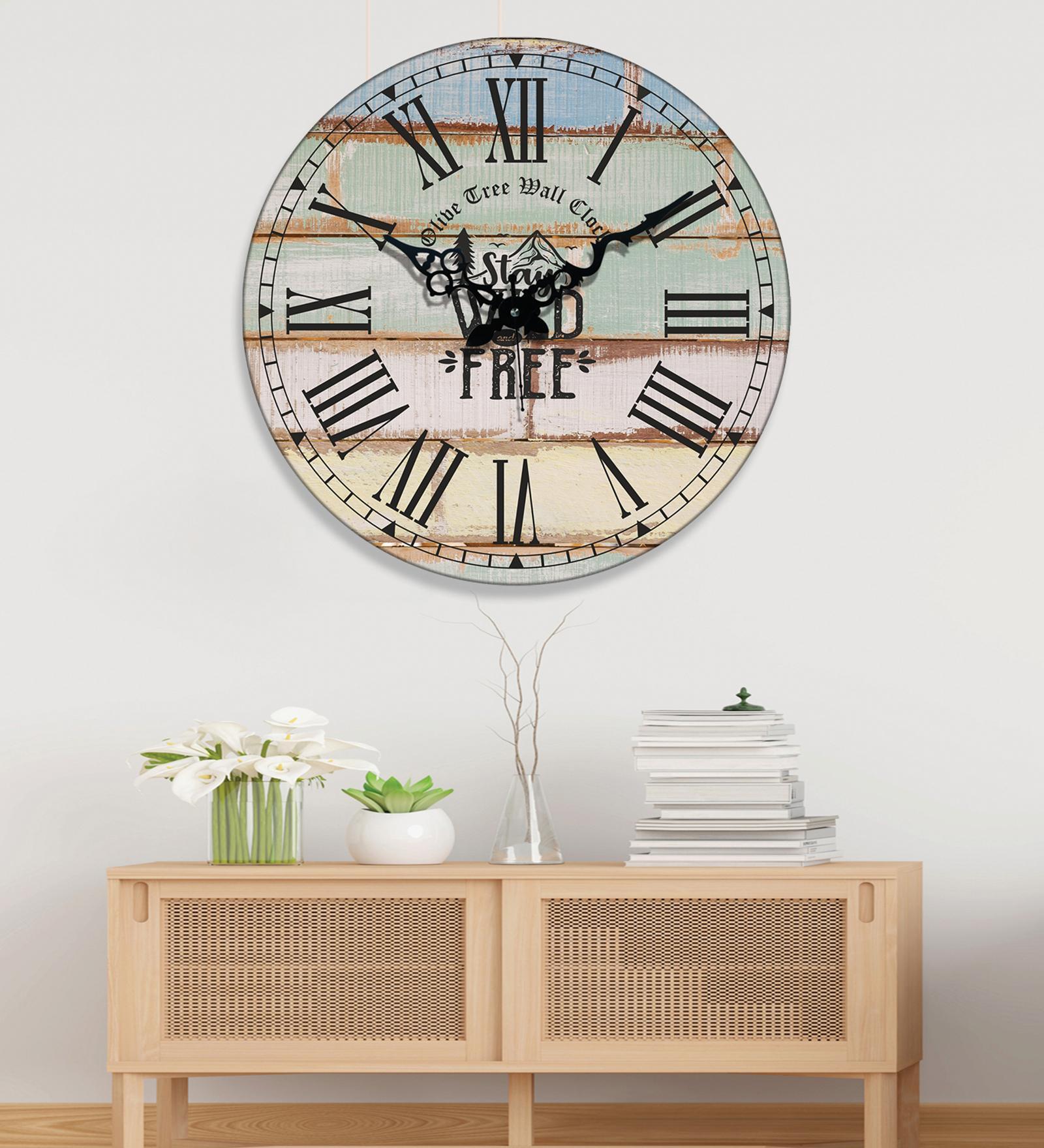 Claude Multicolour Engineered Wood Wall Clock