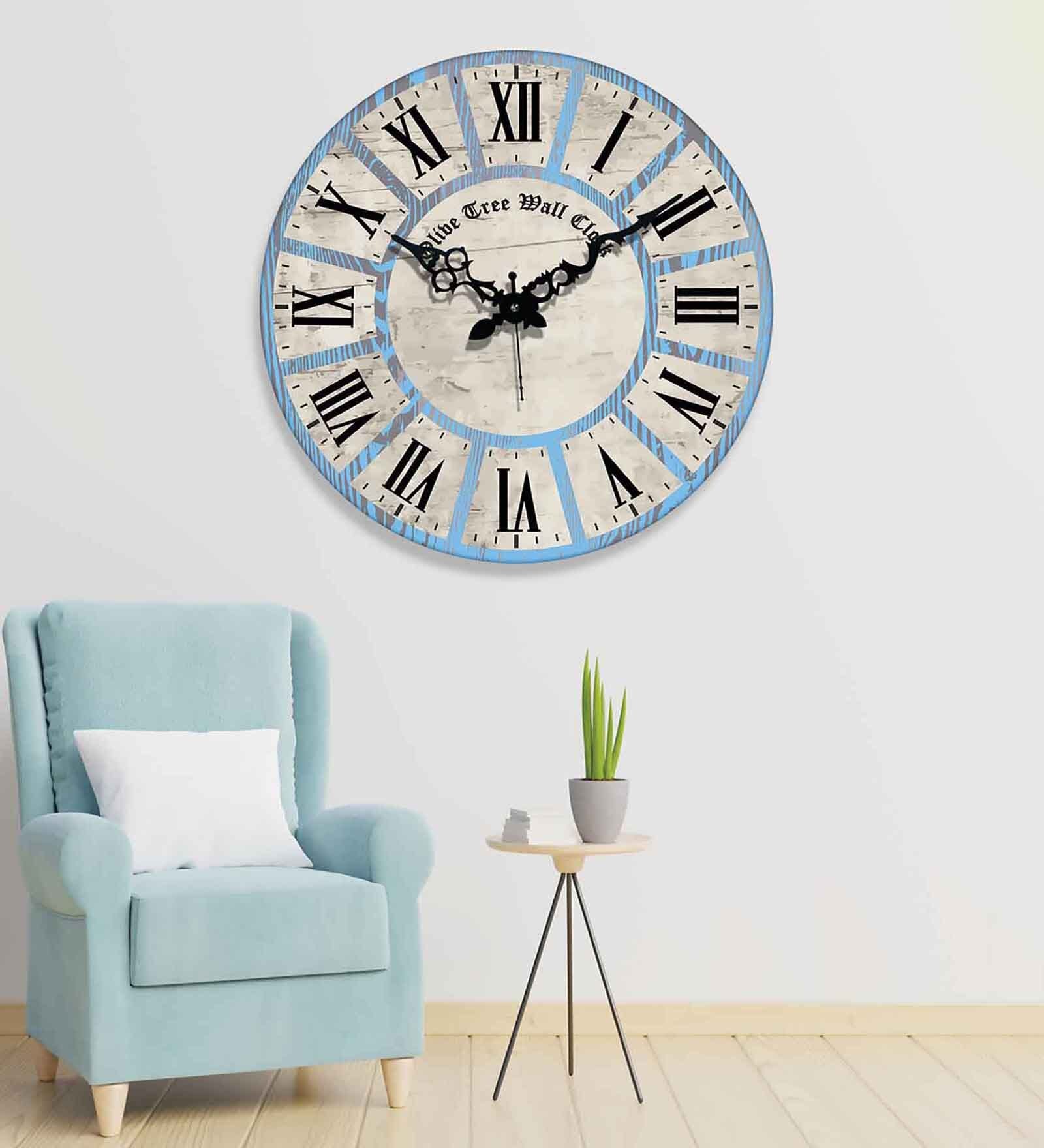 Benoit Blue Engineered Wood Wall Clock