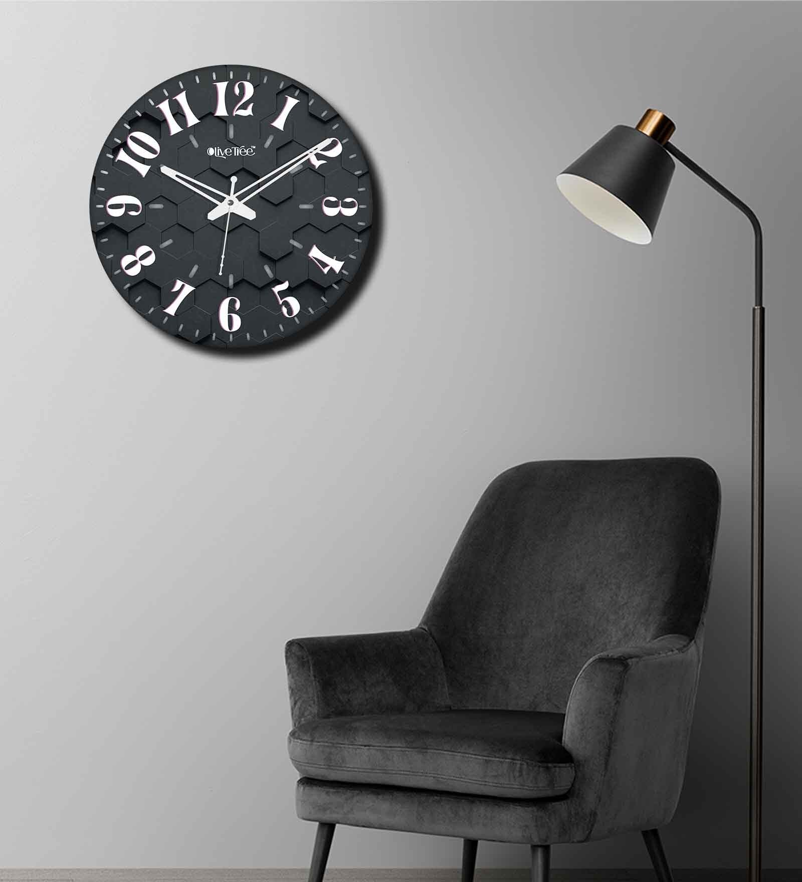 Montana Black & White Engineered Wood Wall Clock