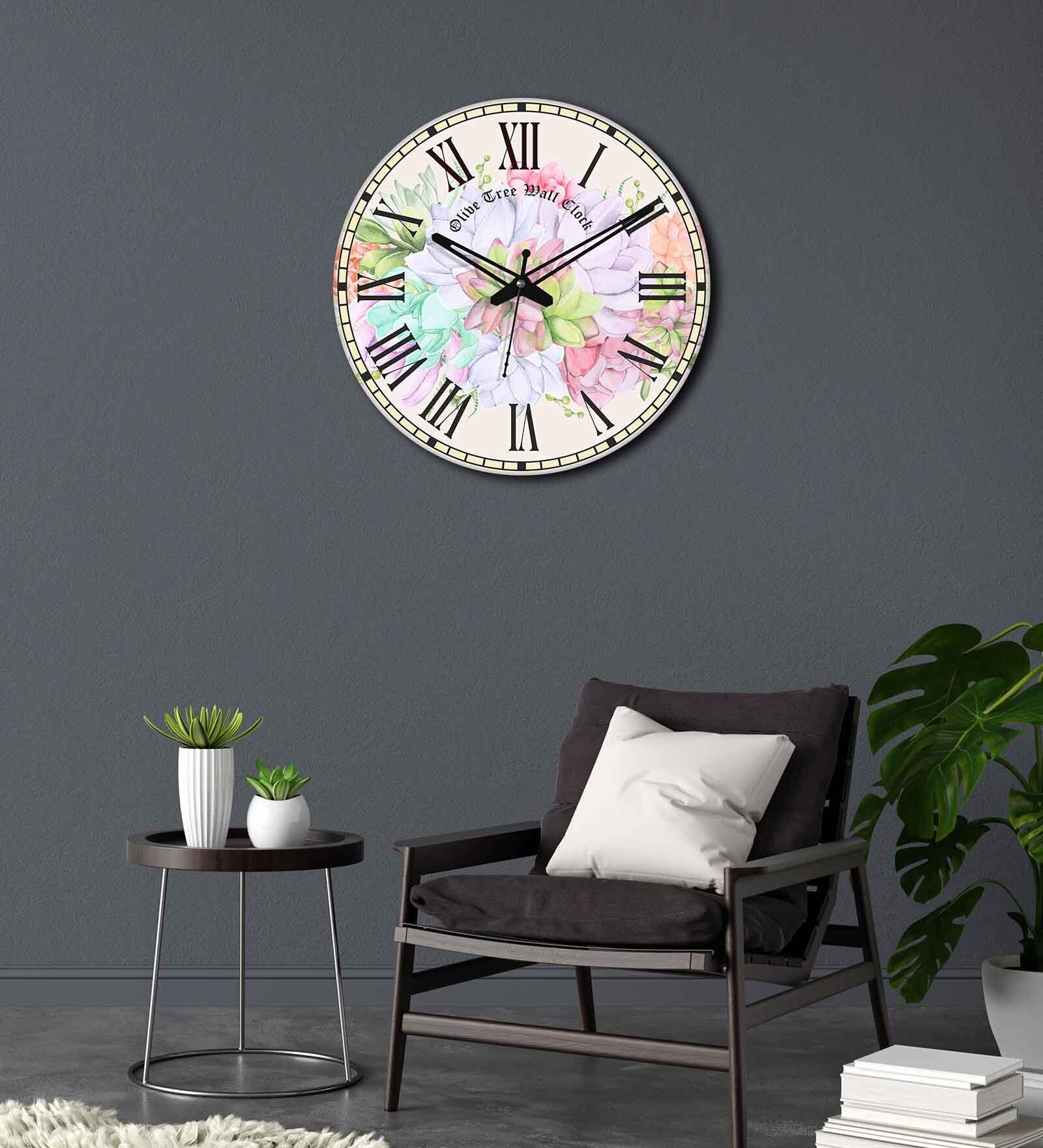 Georgia Multicolour Engineered Wood Wall Clock