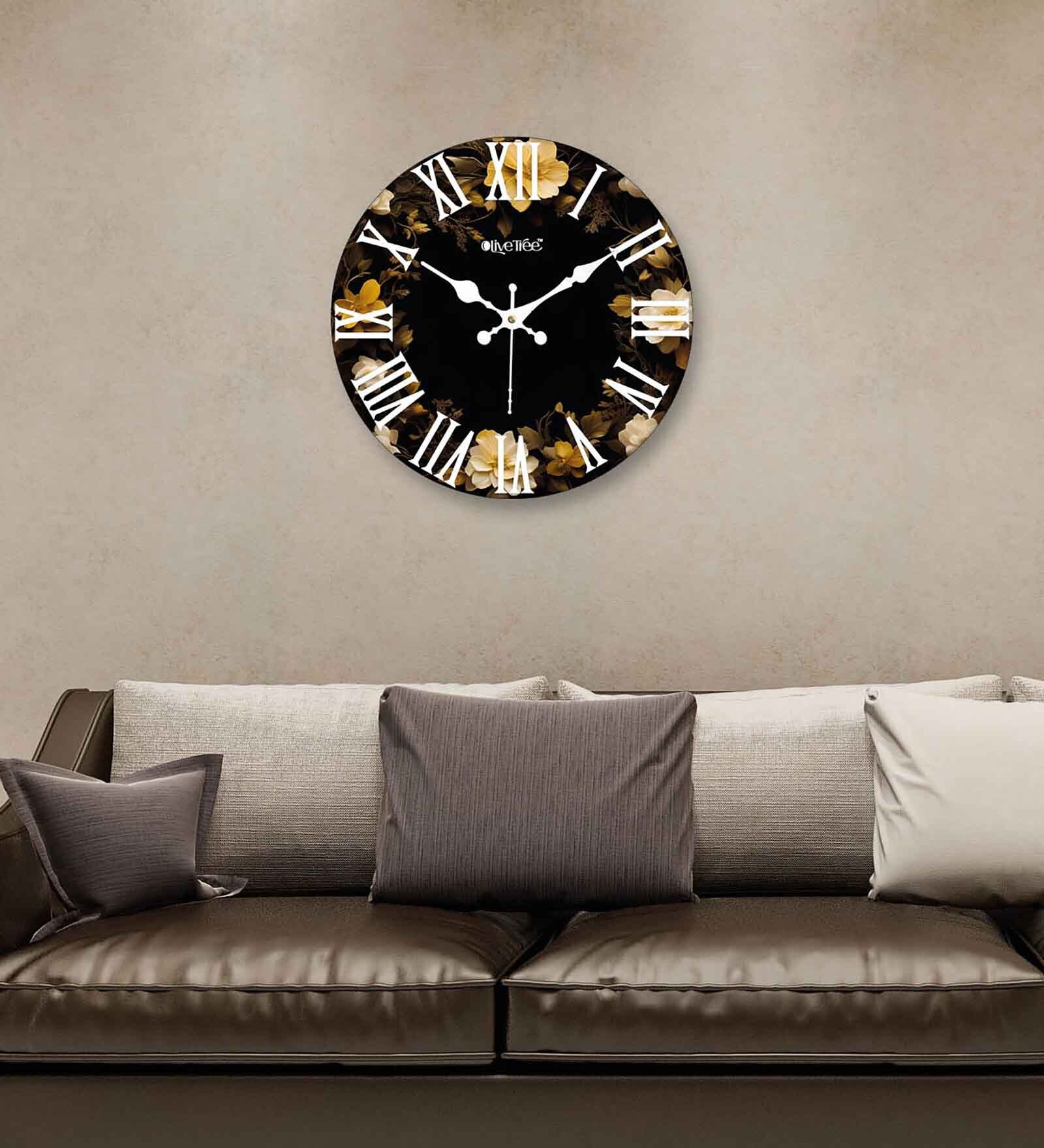 Ziva Black Engineered Wood Wall Clock