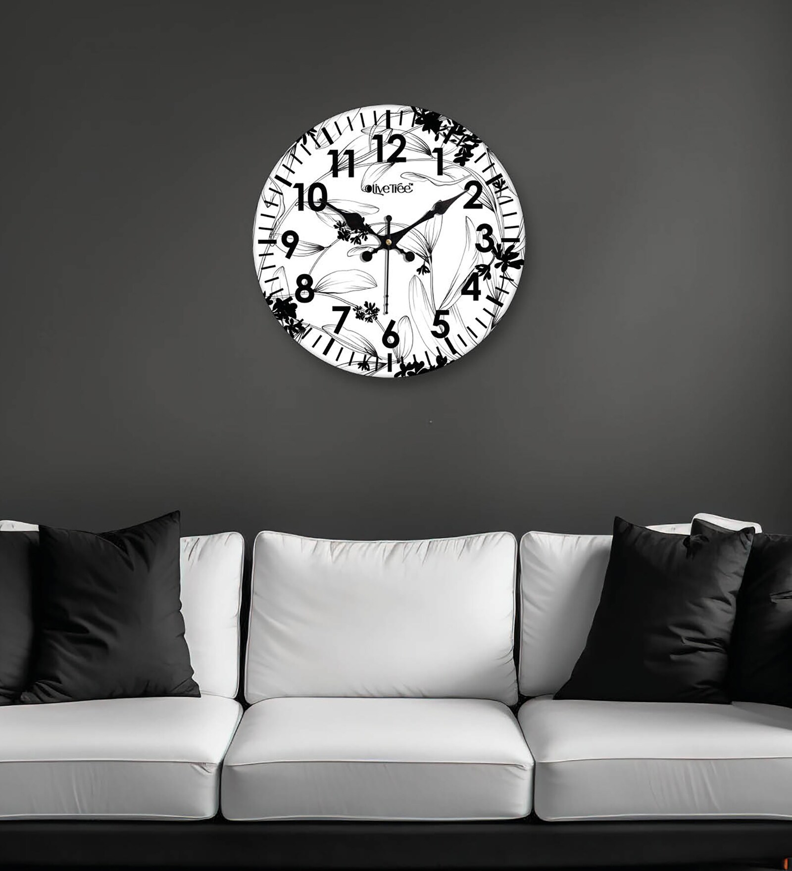 Gafieira White & Black Engineered Wood Wall Clock