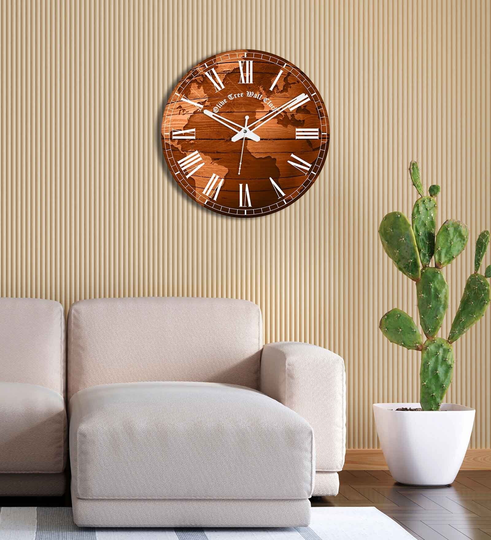 Eros Brown Engineered Wood Wall Clock