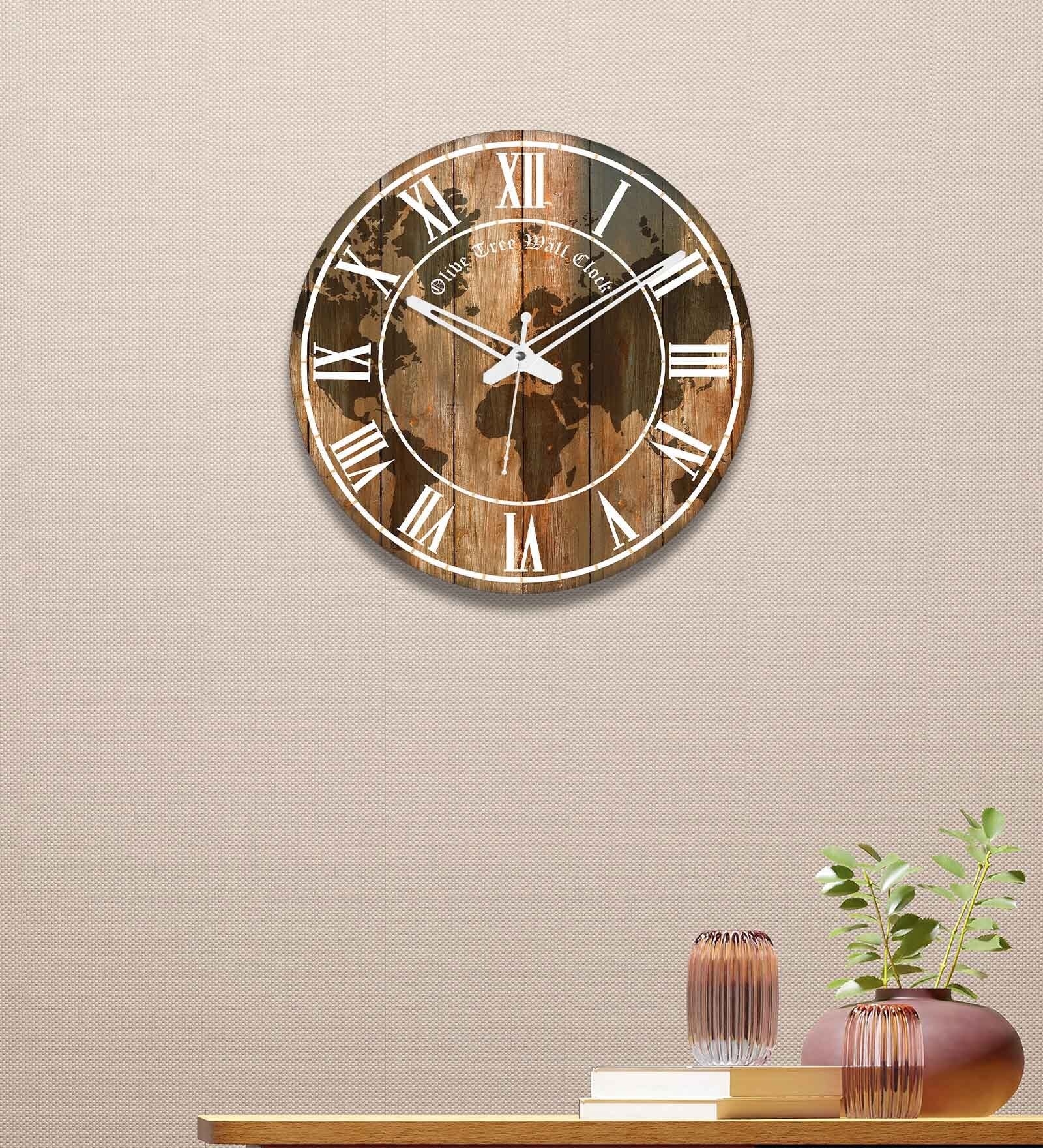 Lavery Brown Engineered Wood Wall Clock