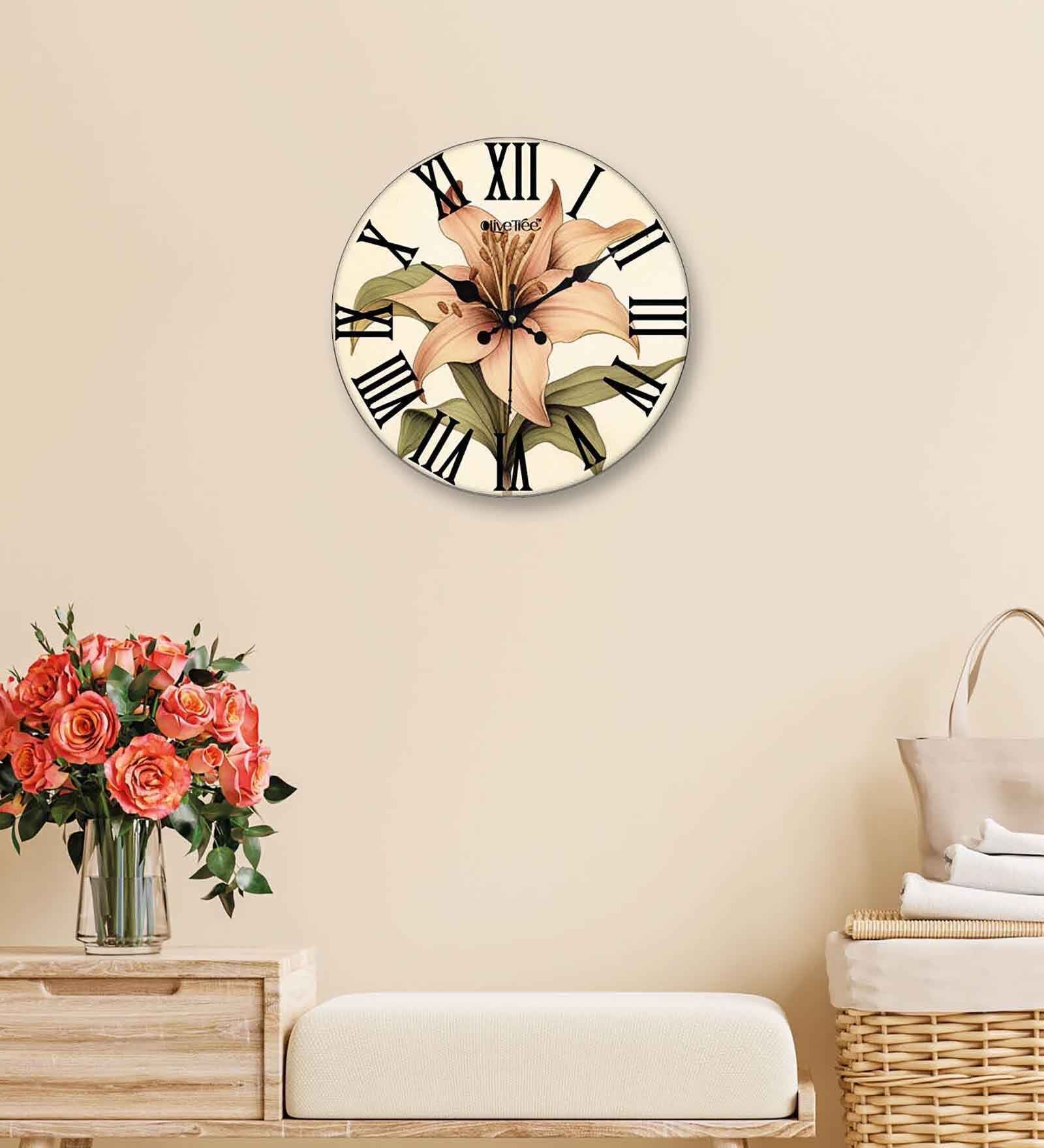 Gina Multicolour Engineered Wood Wall Clock