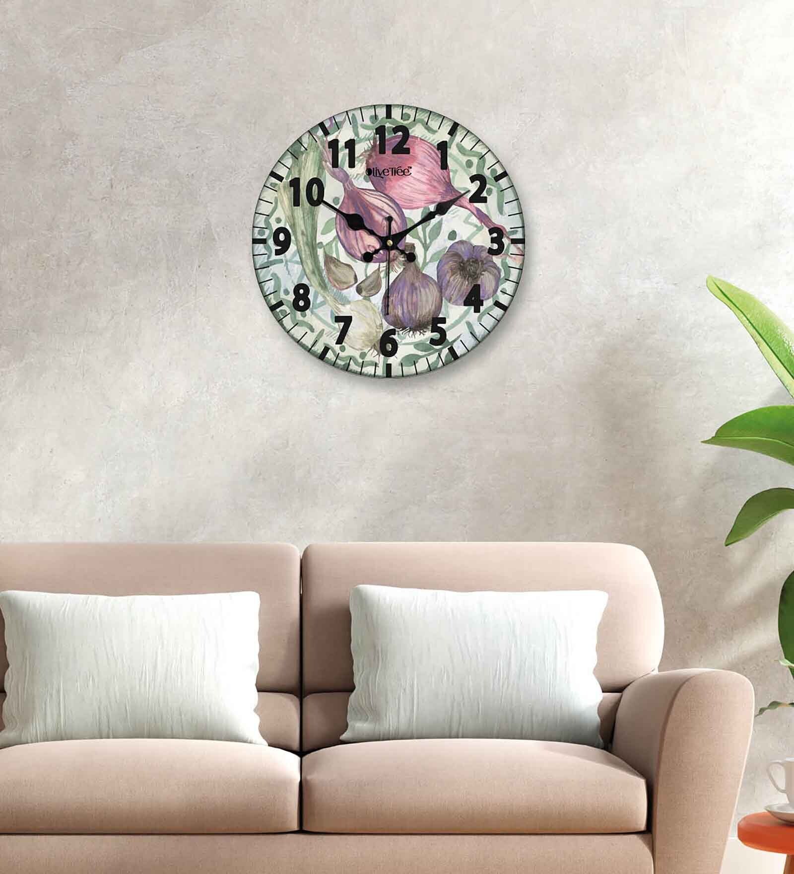 Smokey Multicolour Engineered Wood Wall Clock