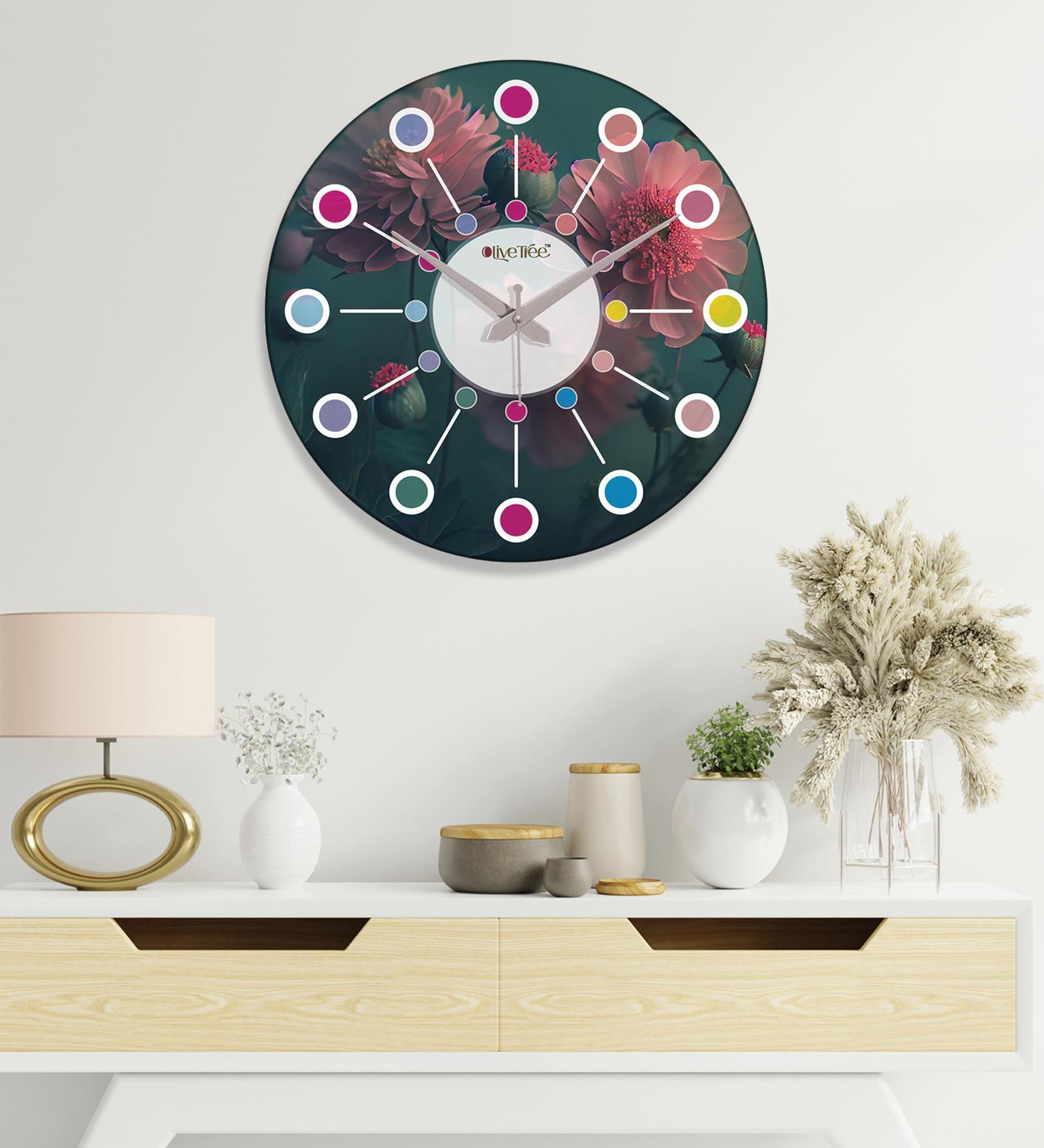 Elegant Multicolour Engineered Wood Wall Clock