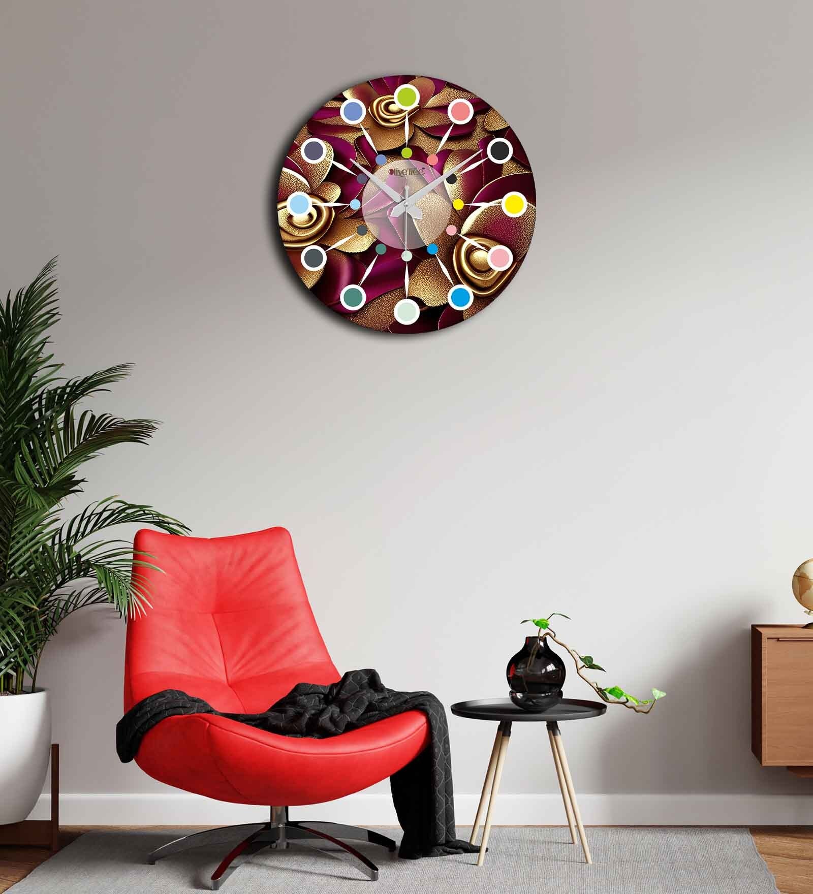 Calathus Multicolour Engineered Wood Wall Clock