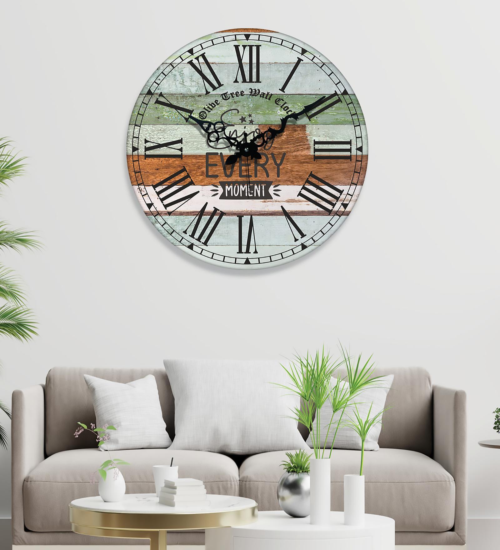 Porco Multicolour Engineered Wood Wall Clock