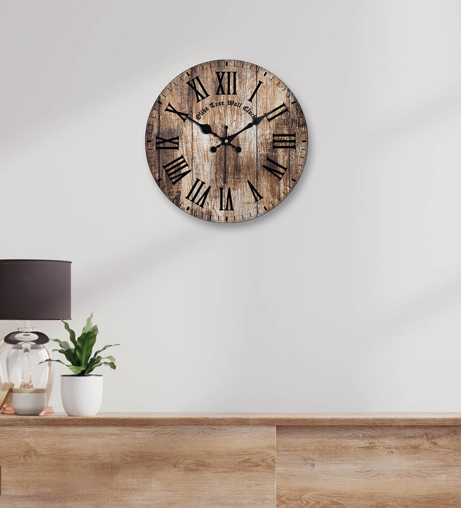 Opaline Brown Engineered Wood Wall Clock