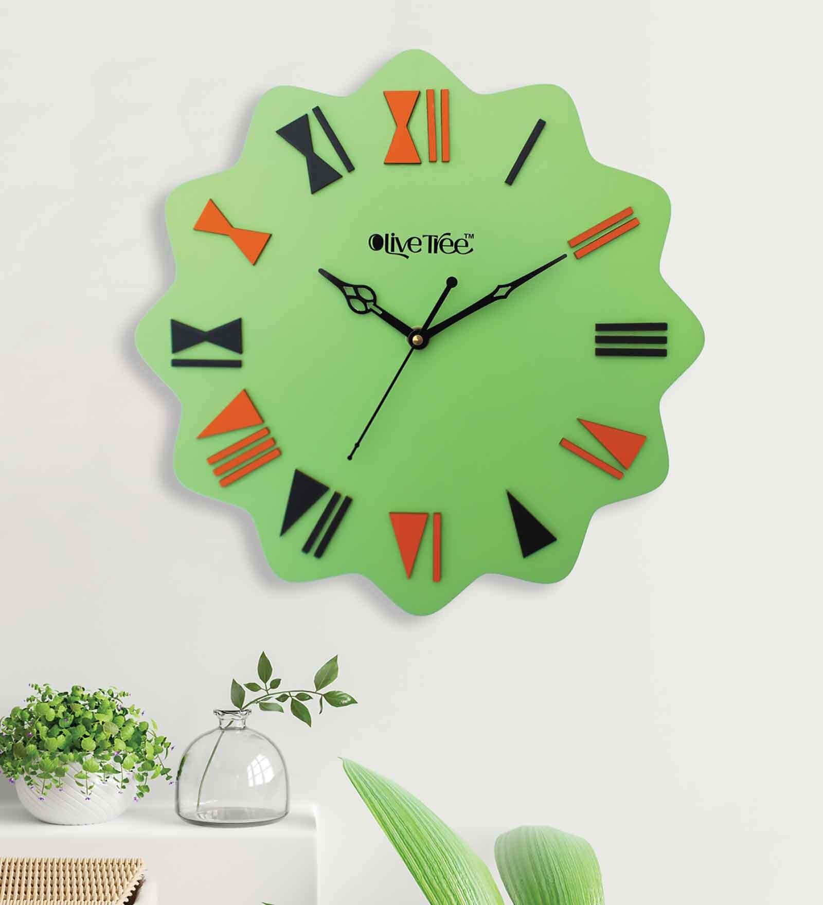 Buy Bayberry Green Engineered Wood Wall Clock At 25 OFF By Olive Tree   Multicolour Engineered Wood Battery Operated Wall Clock Multicolour Engineered Wood Battery Operated Ur7bht 