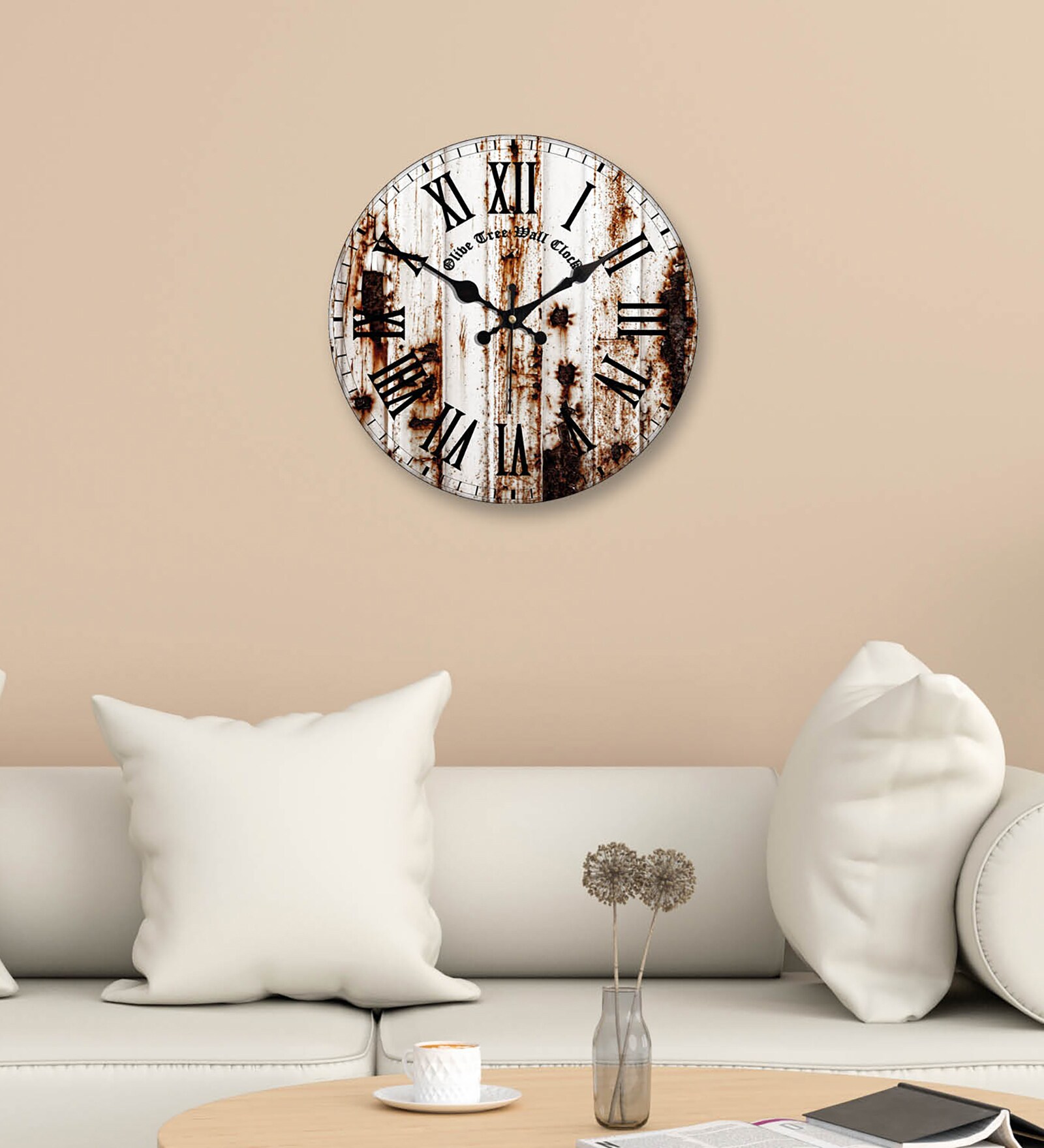 Arcadio White & Brown Engineered Wood Wall Clock