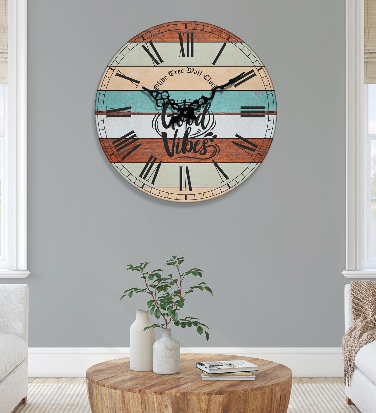Amalia Multicolour Engineered Wood Wall Clock