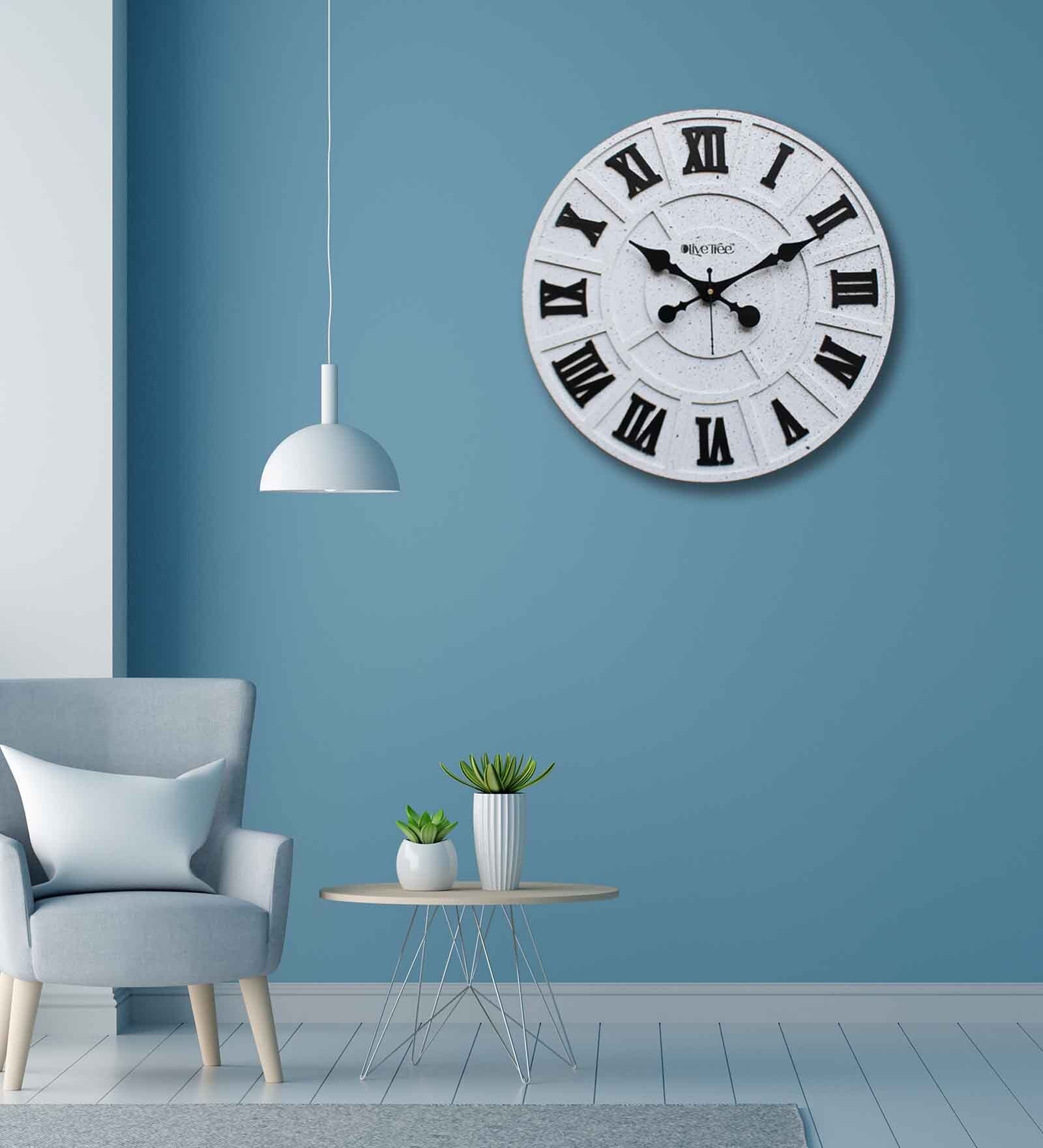 Confined White & Black Engineered Wood Wall Clock