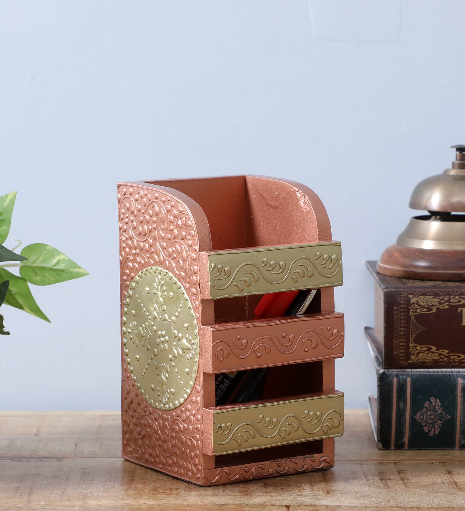 Multicolour Engineered Wood Pen Stand