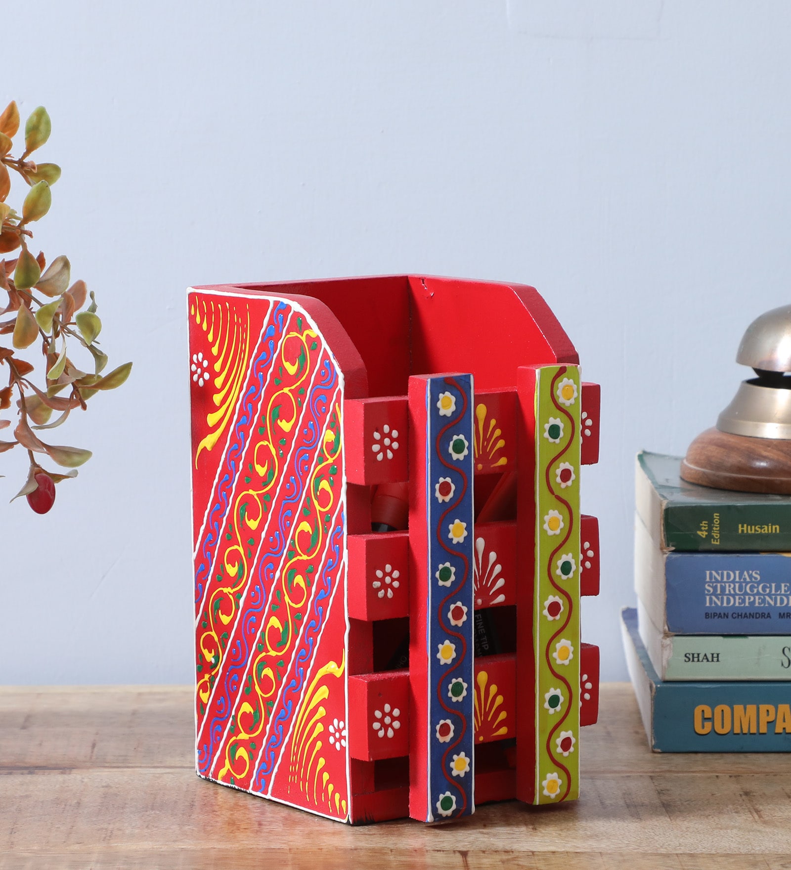 Multicolour Engineered Wood Pen Stand