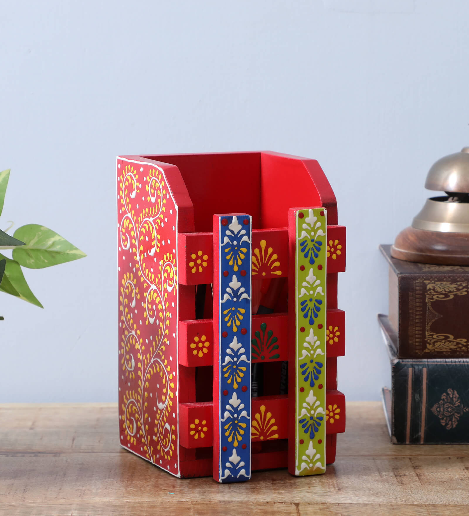 Multicolour Engineered Wood Pen Stand