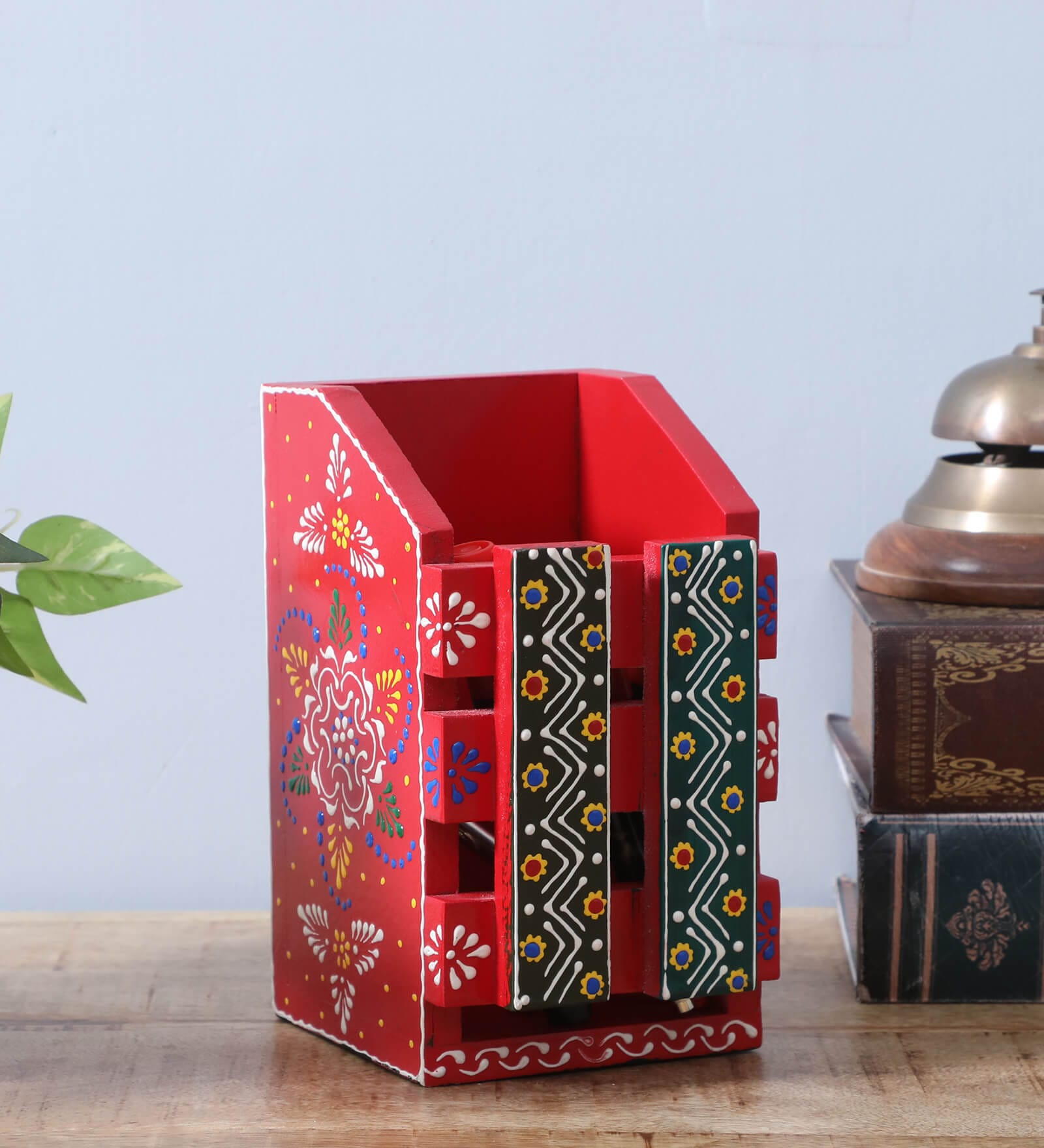 Multicolour Engineered Wood Pen Stand