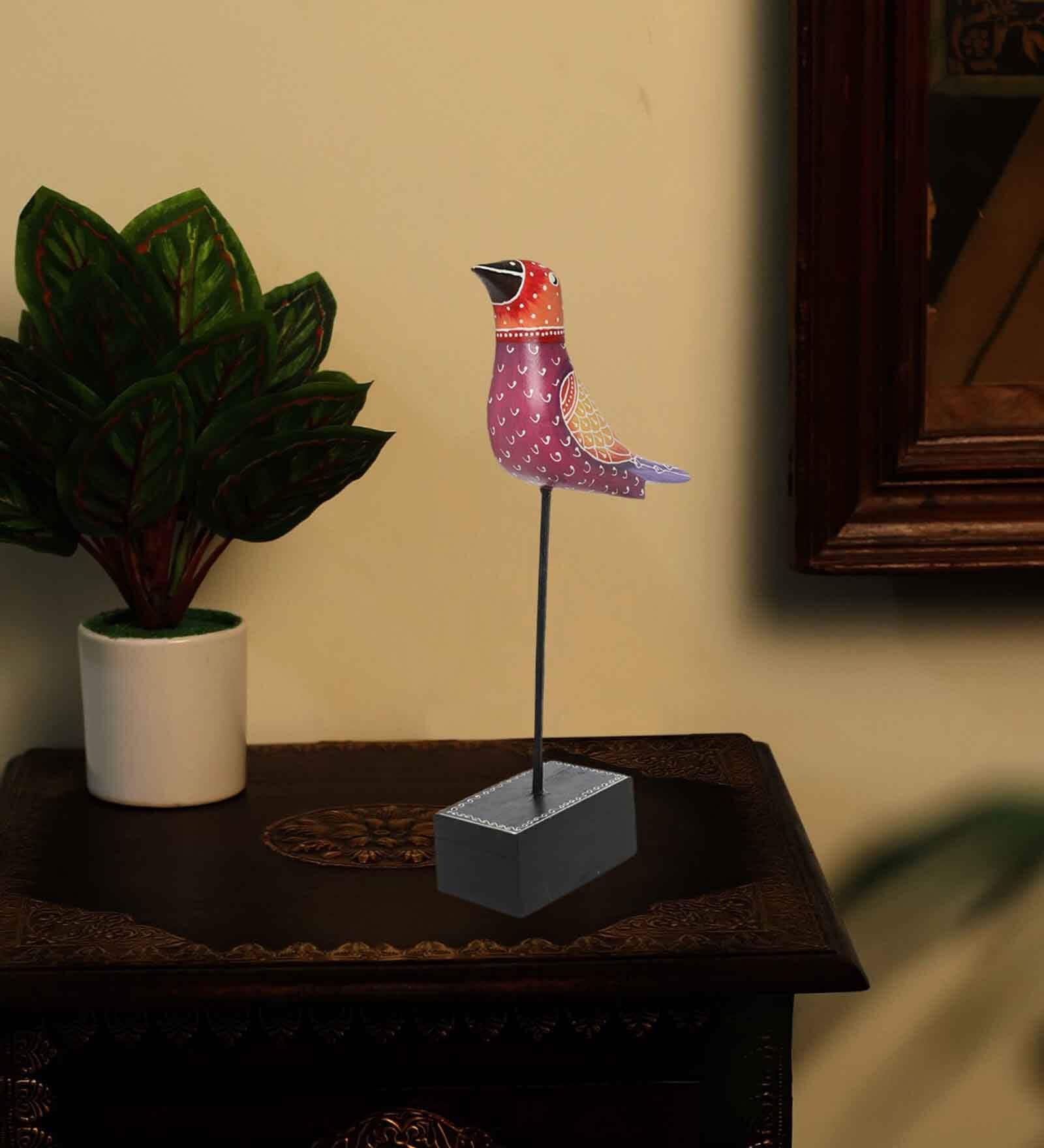 Bird Multicolour Engineered Wood Figurine