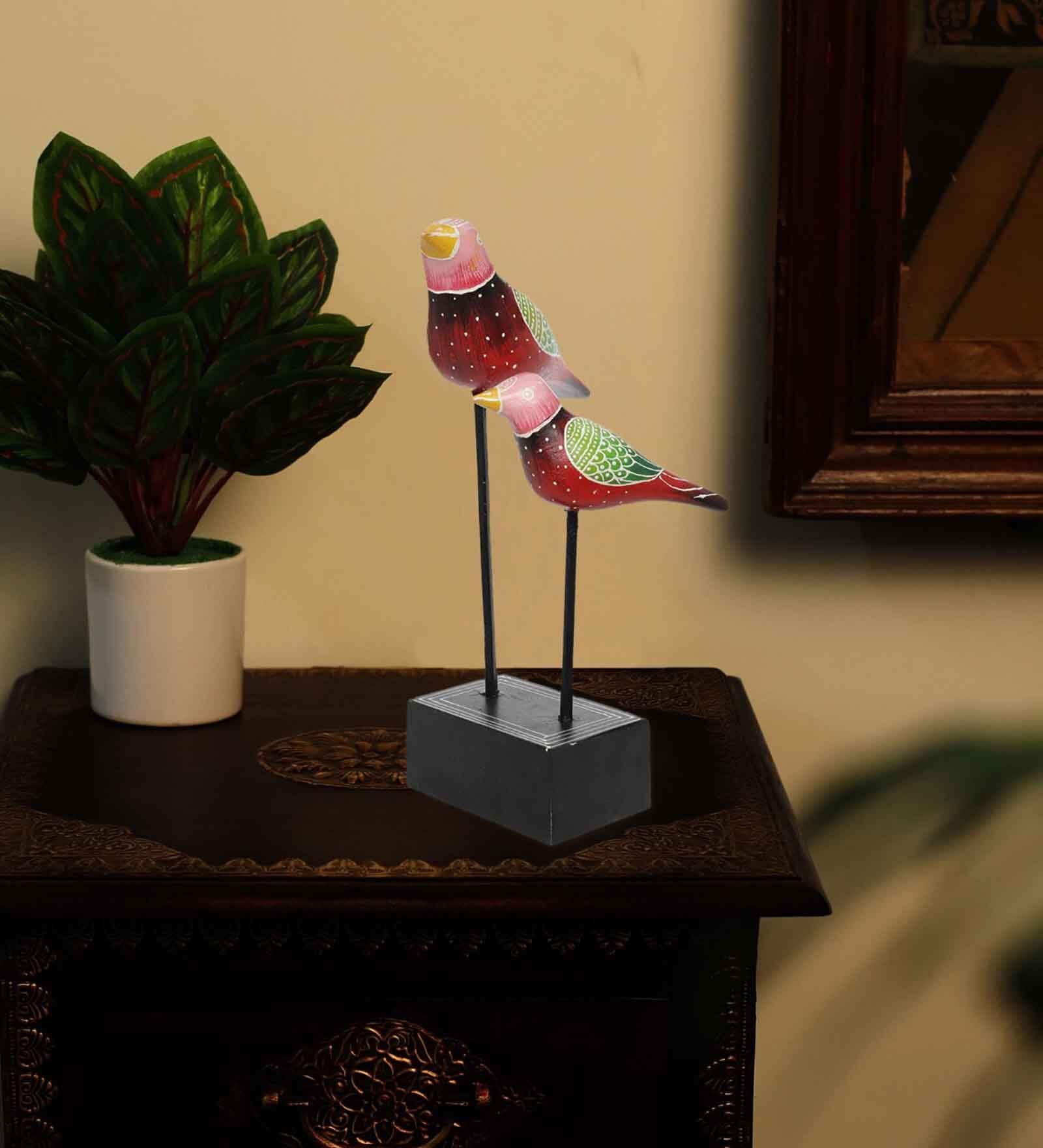 Bird Multicolour Engineered Wood Figurine