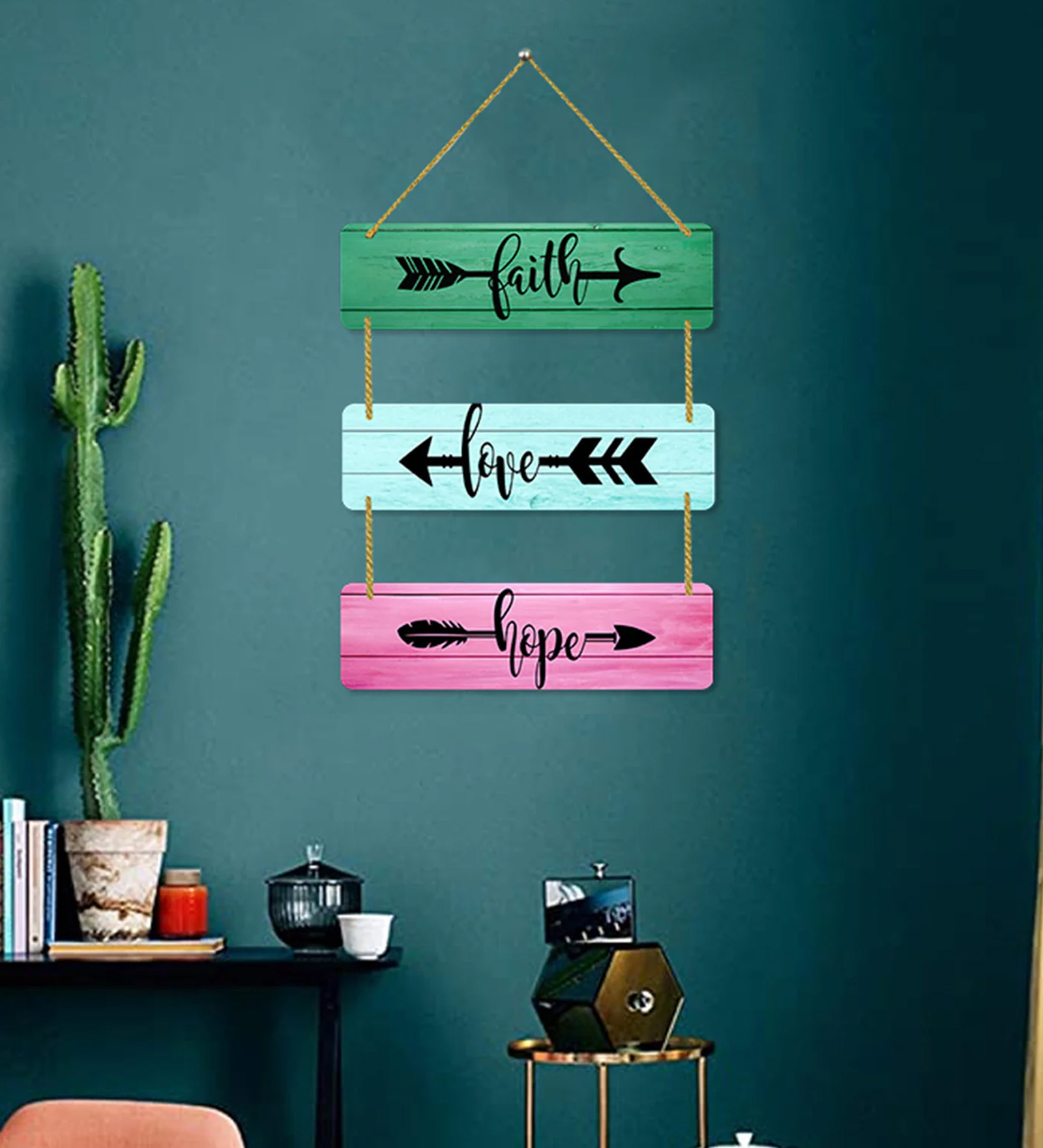 Multicolour Engineered Wood Wall Hanging