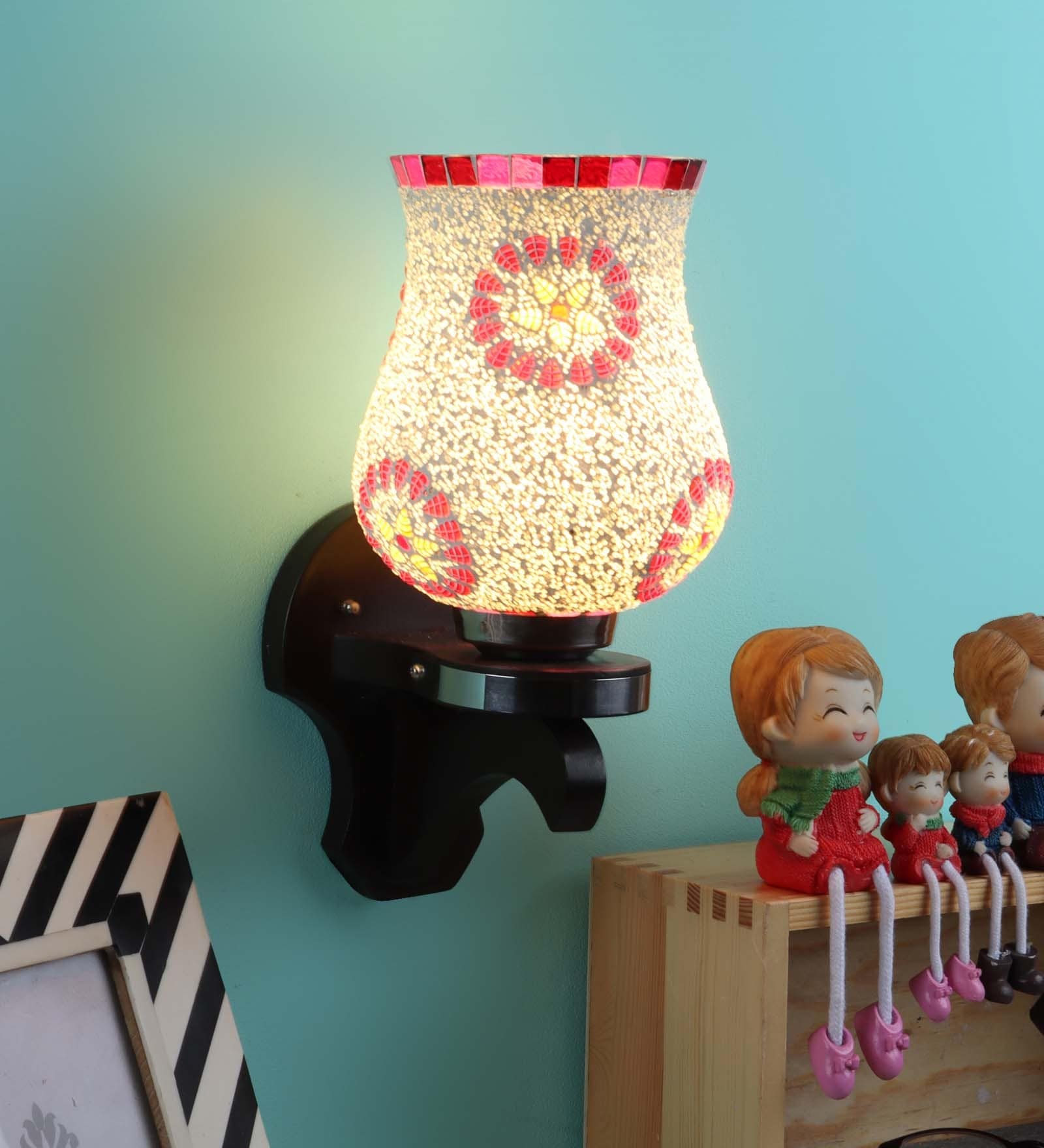 Creative Multicolour Glass and Wood Wall Sconces