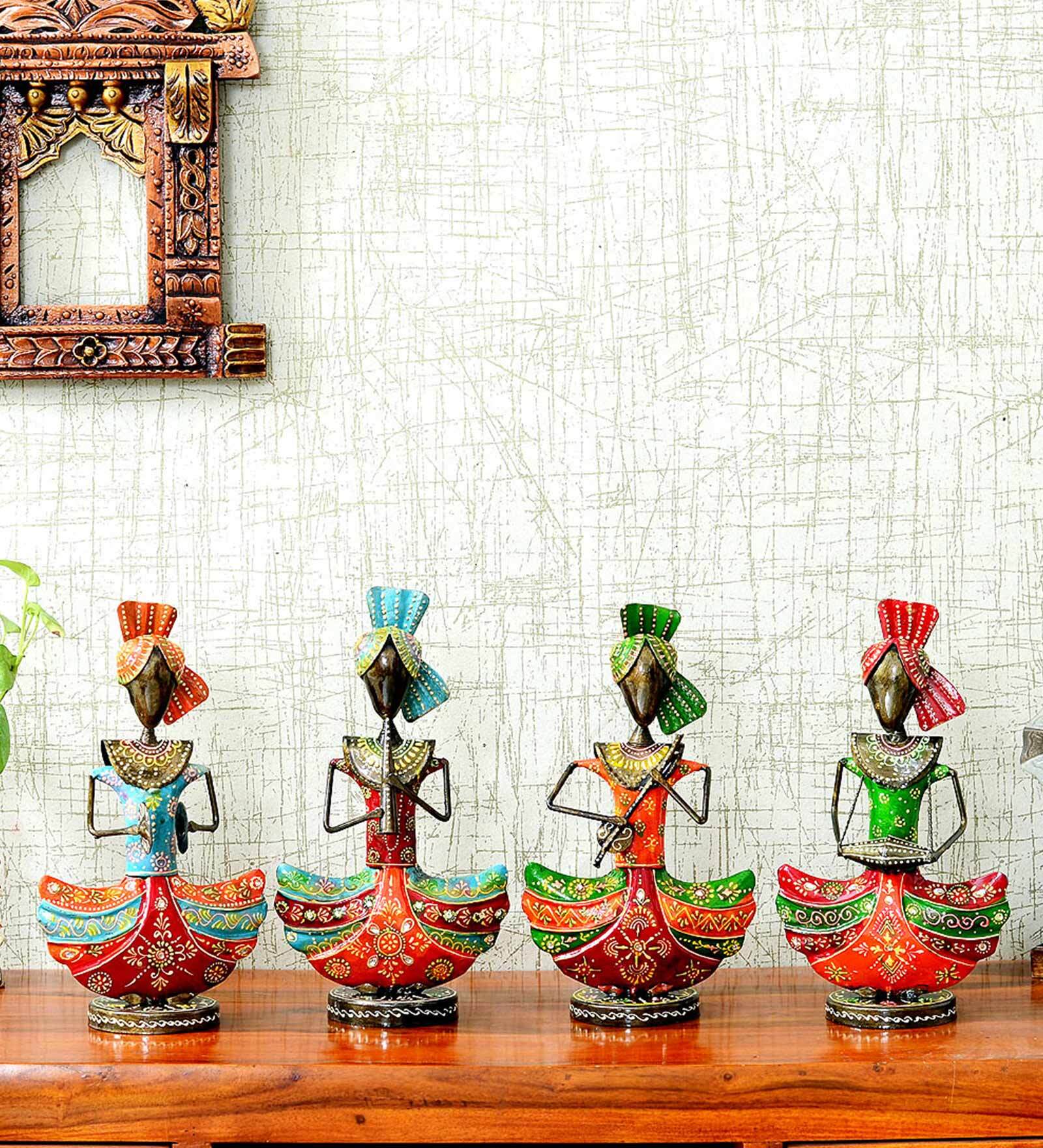 Multicolour Iron Decorative Musician Figurine Set Of 4
