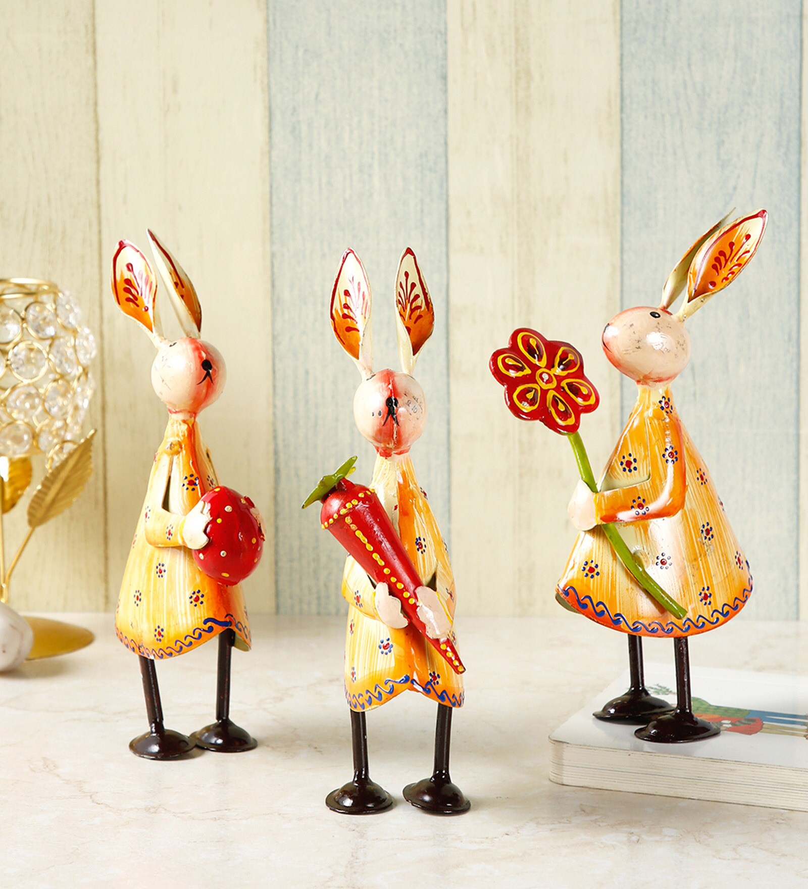 Buy Multicolour Iron Iron Handpainted Rabbit Figurine by Craftvatika ...