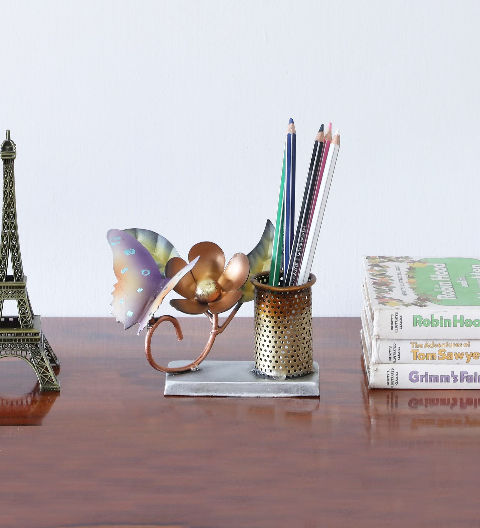Butterfly Multicolour Iron Pen Holder