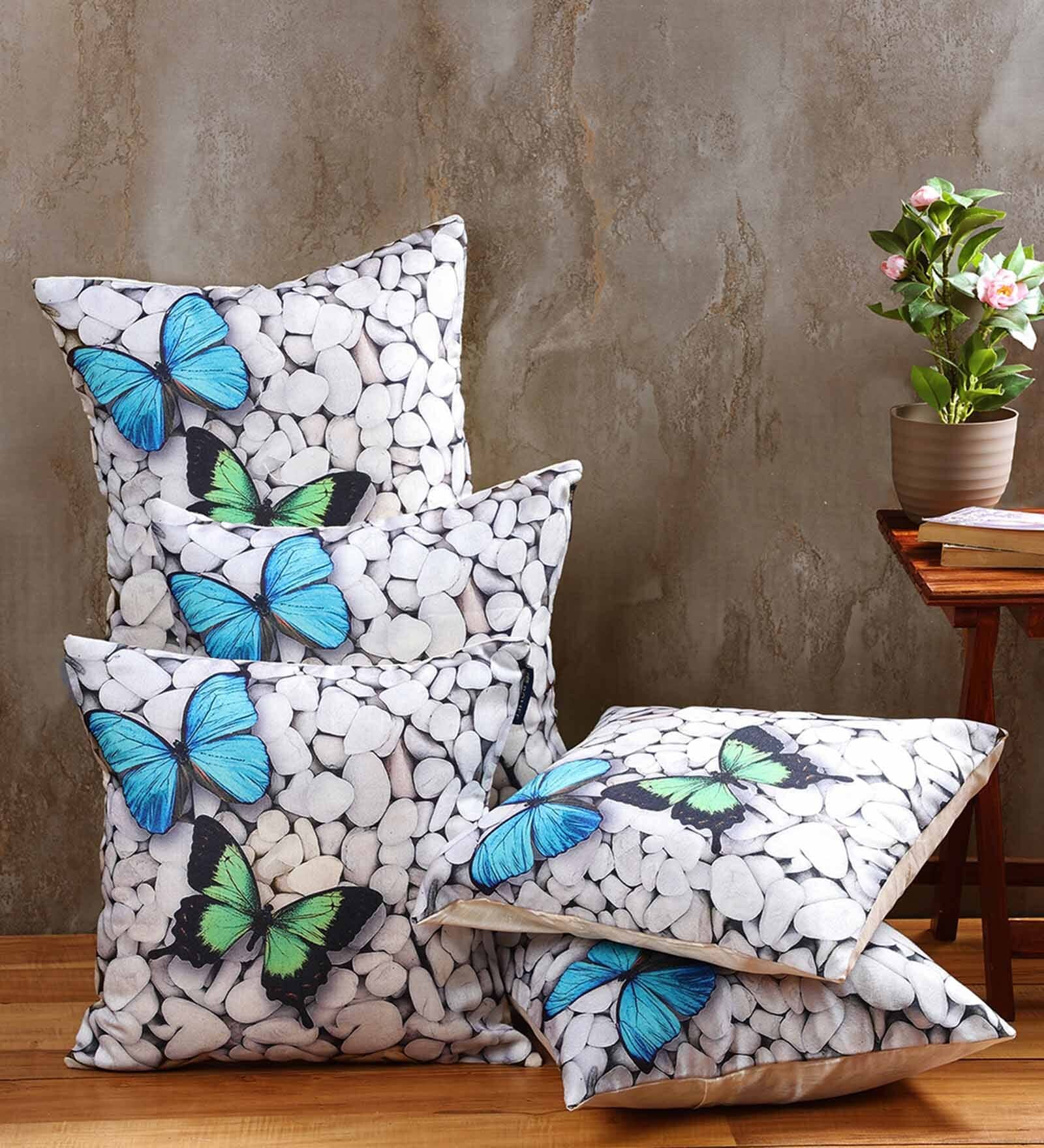 Multicolour Jute Nature 16x16 inches Cushion Cover (5Pc)
