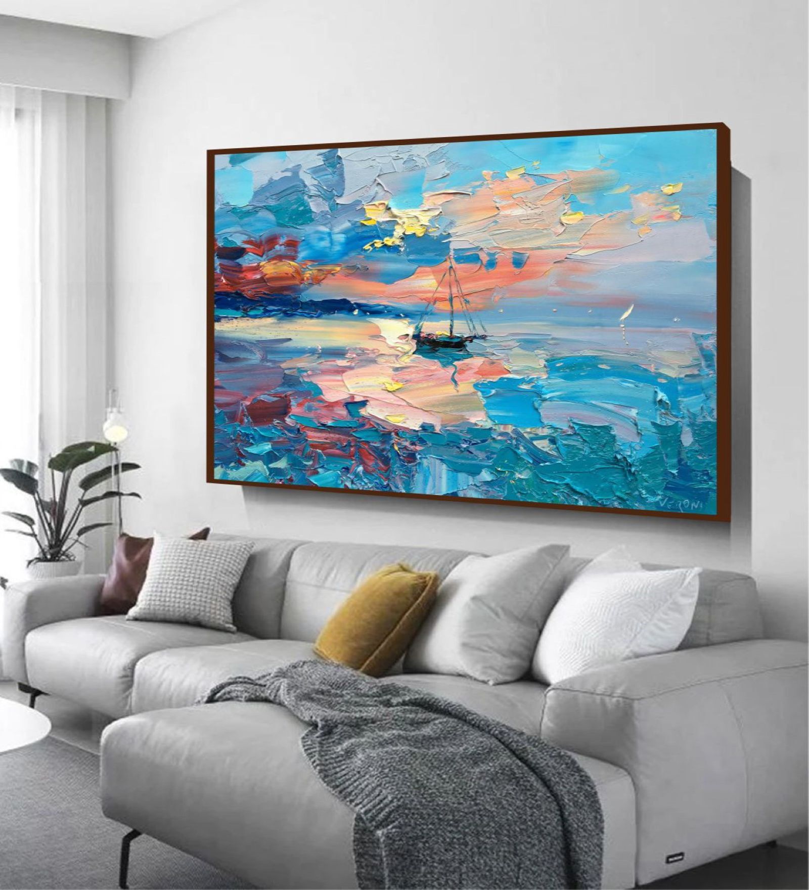 Native Rhythmic Works Multicolor Canvas Framed Landscape Art Print