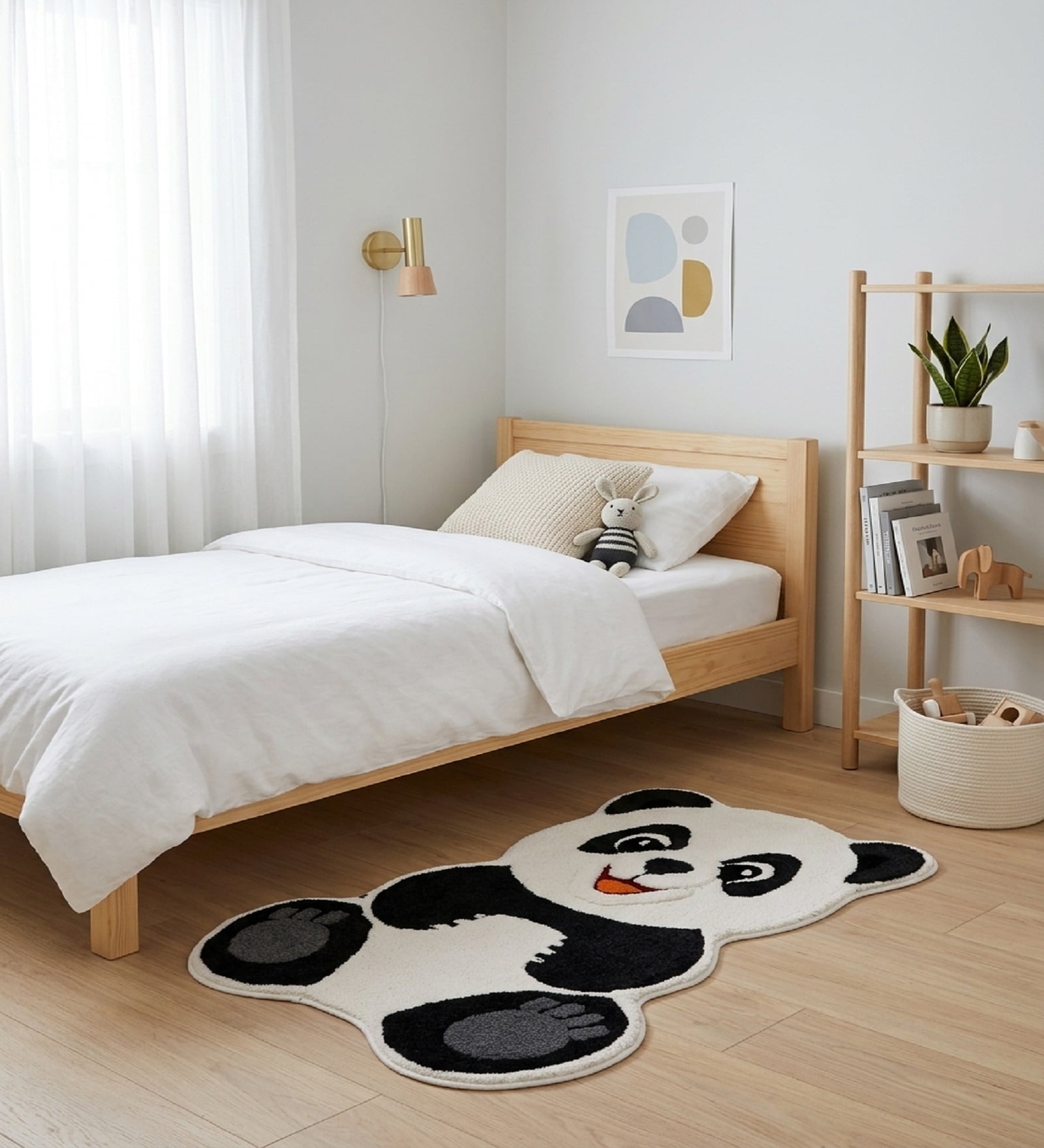 Multicolour Lazy Panda 30x25 Inches Anti Skid Shape Rug