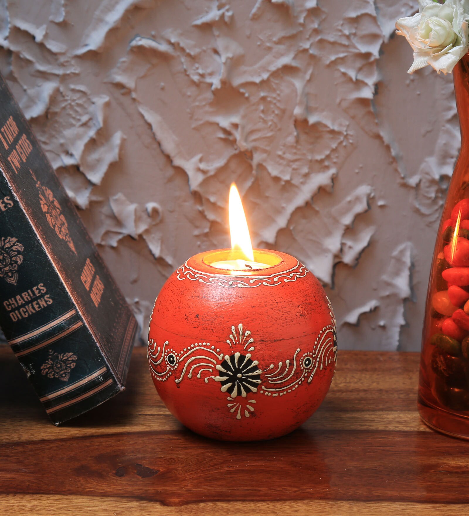 Buy Orange Wood Table Tea Light Holder by D'Dass at 73 OFF by D'Dass