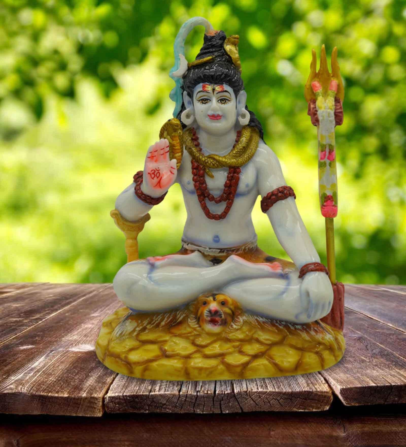 Multicolour Marble Handpainted Lord Shiv Ji Idol