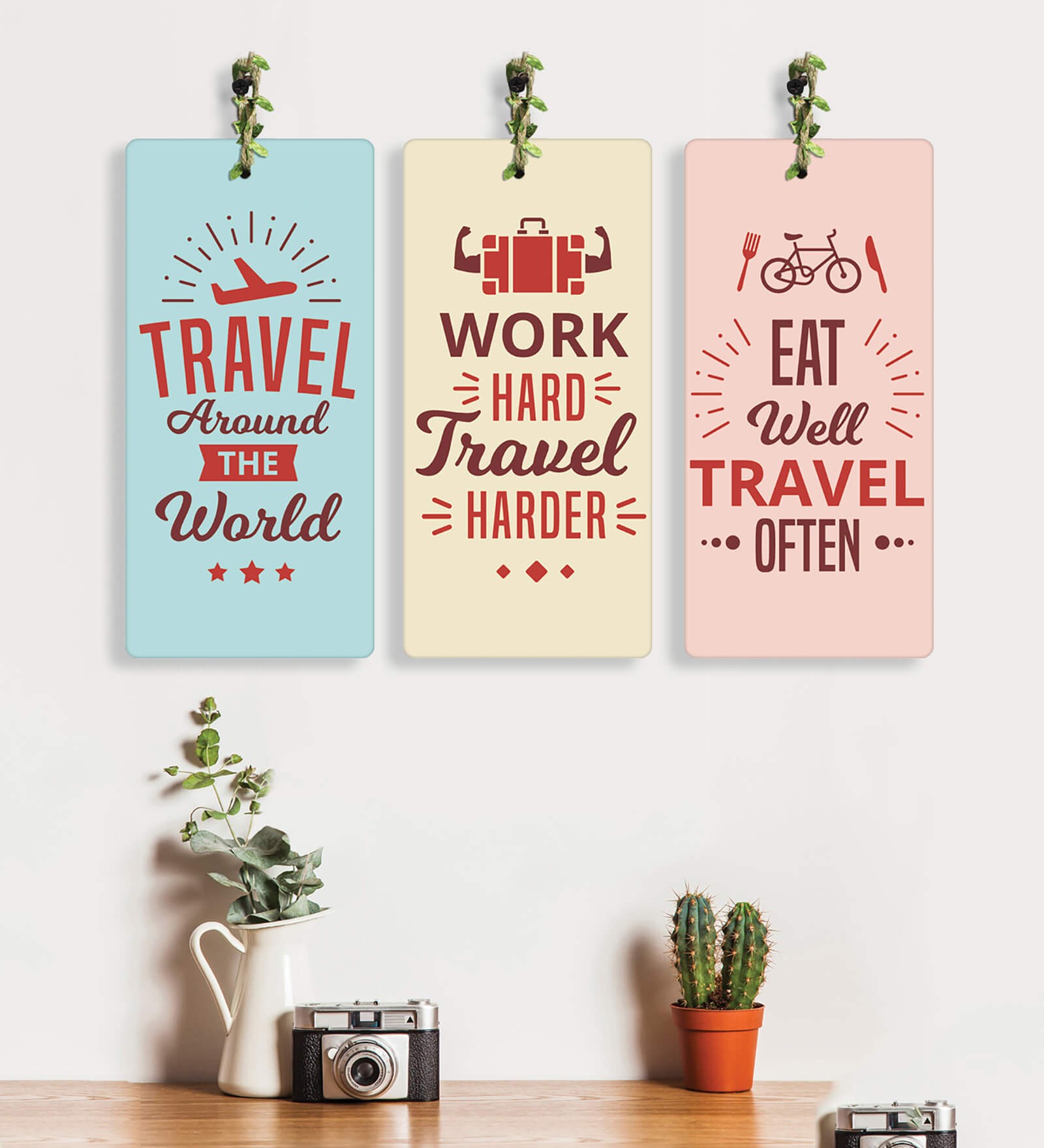 Multicolour MDF (Set of 3) Wall Hangings