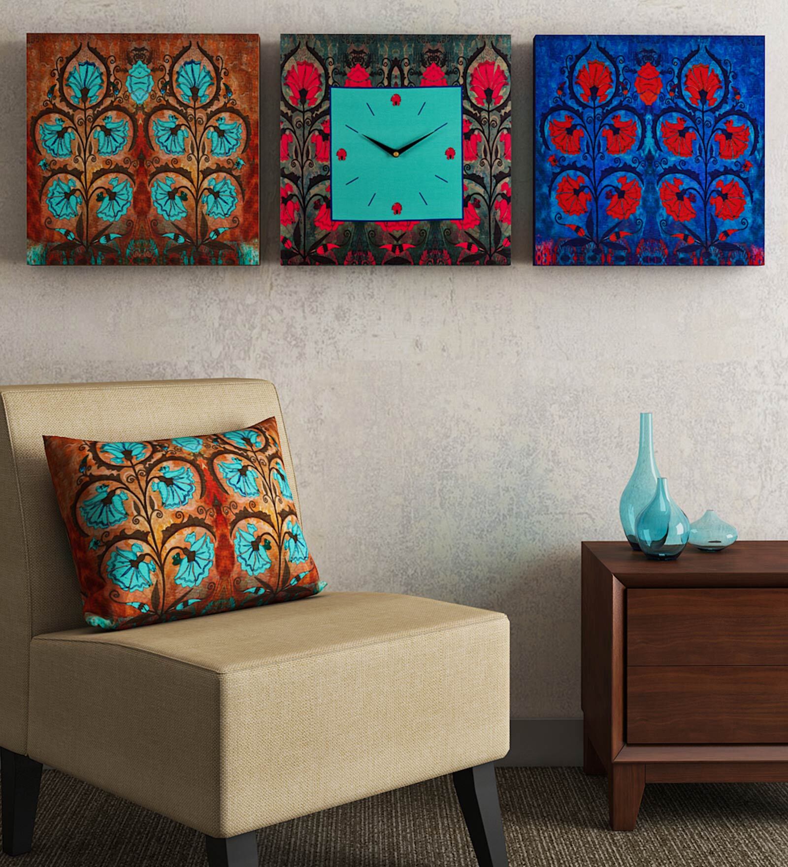 Buy MDF Framed Wall Clock with 2 Wooden Panel at 69 OFF by SEJ By