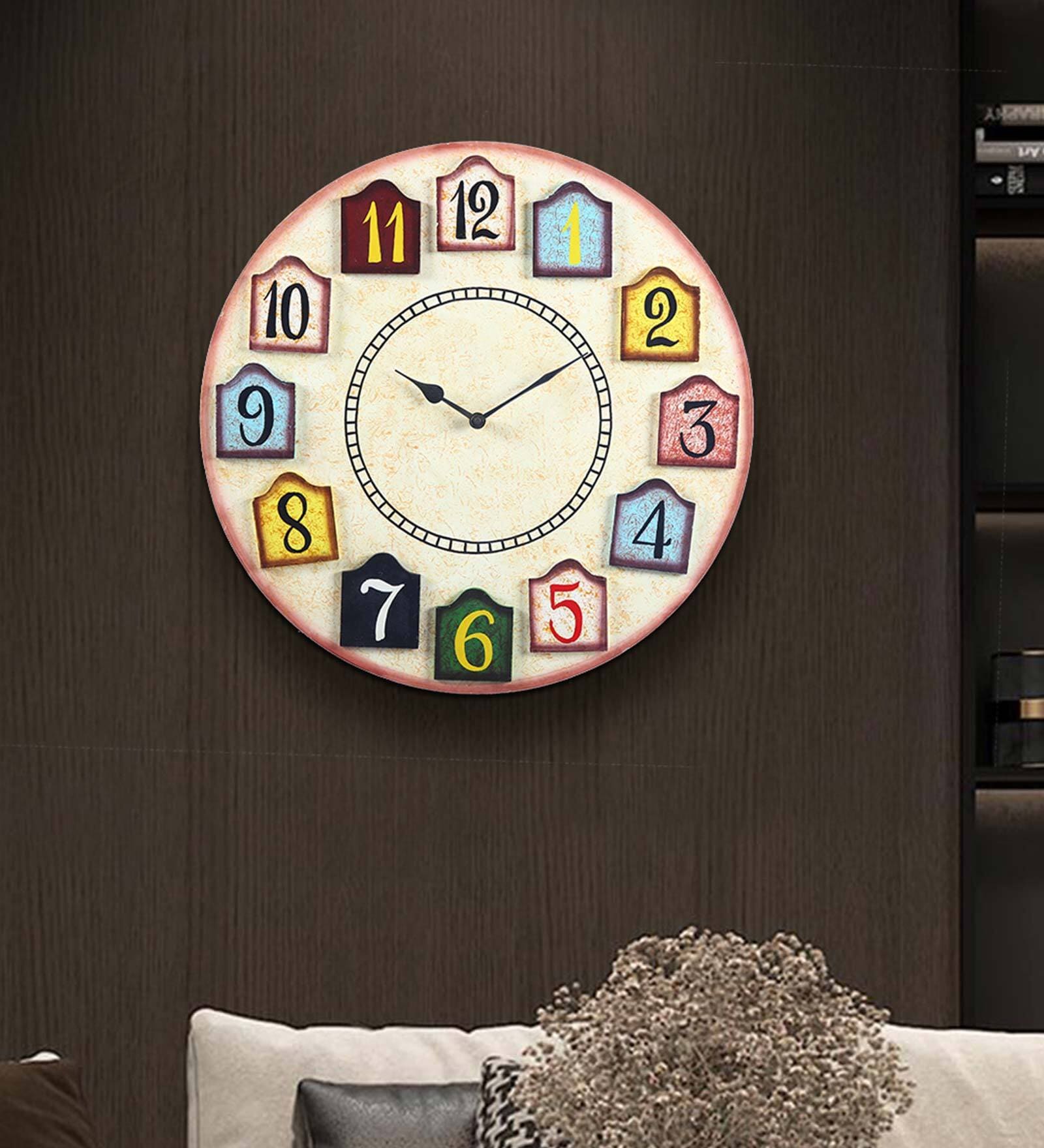Multicolour MDF Modern Wall Clock
