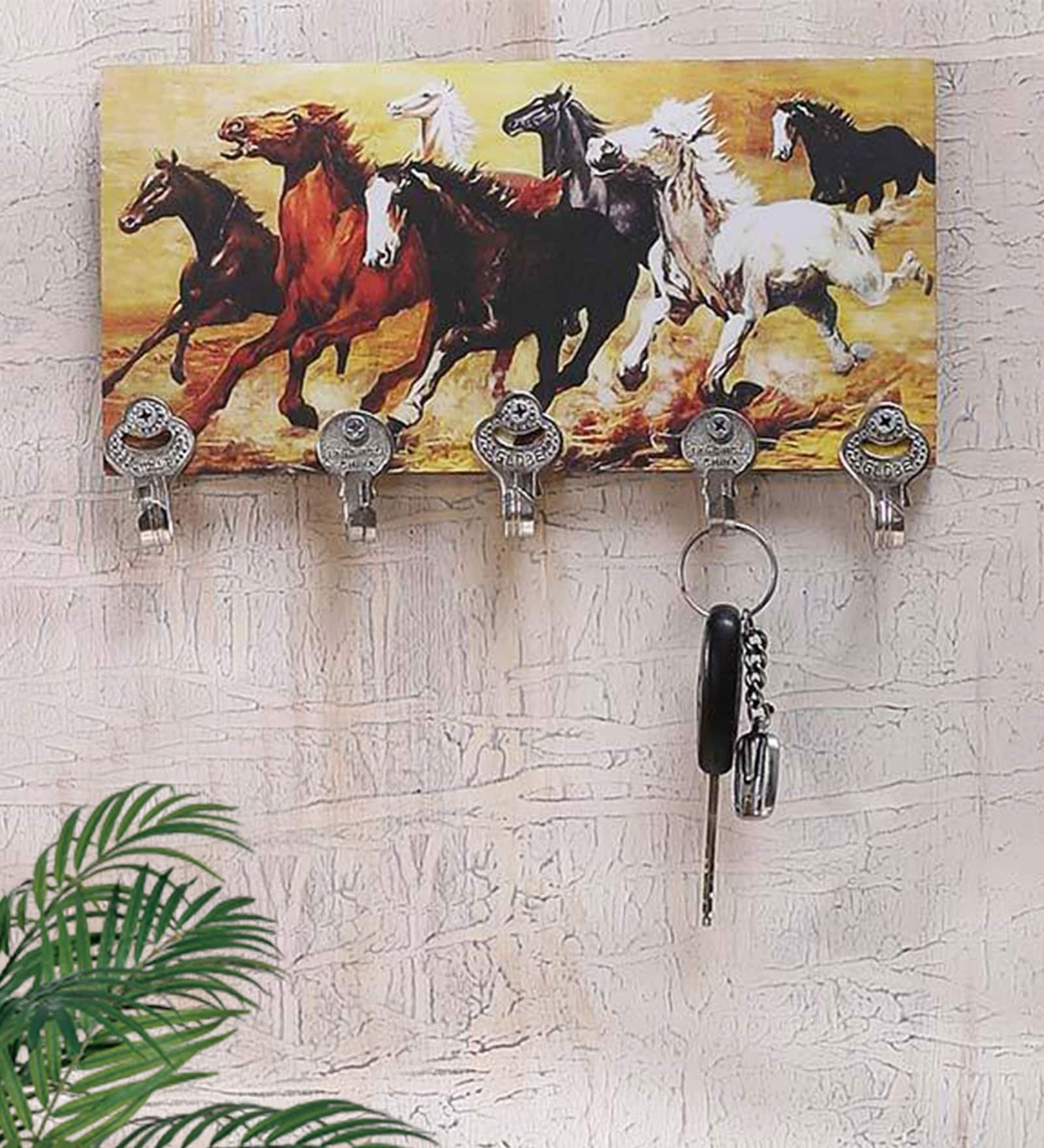 Multicolour MDF Horses Durable Key Holder